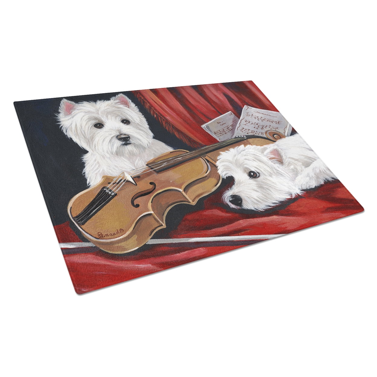 Westie Fiddlers Glass Cutting Board Large PPP3279LCB