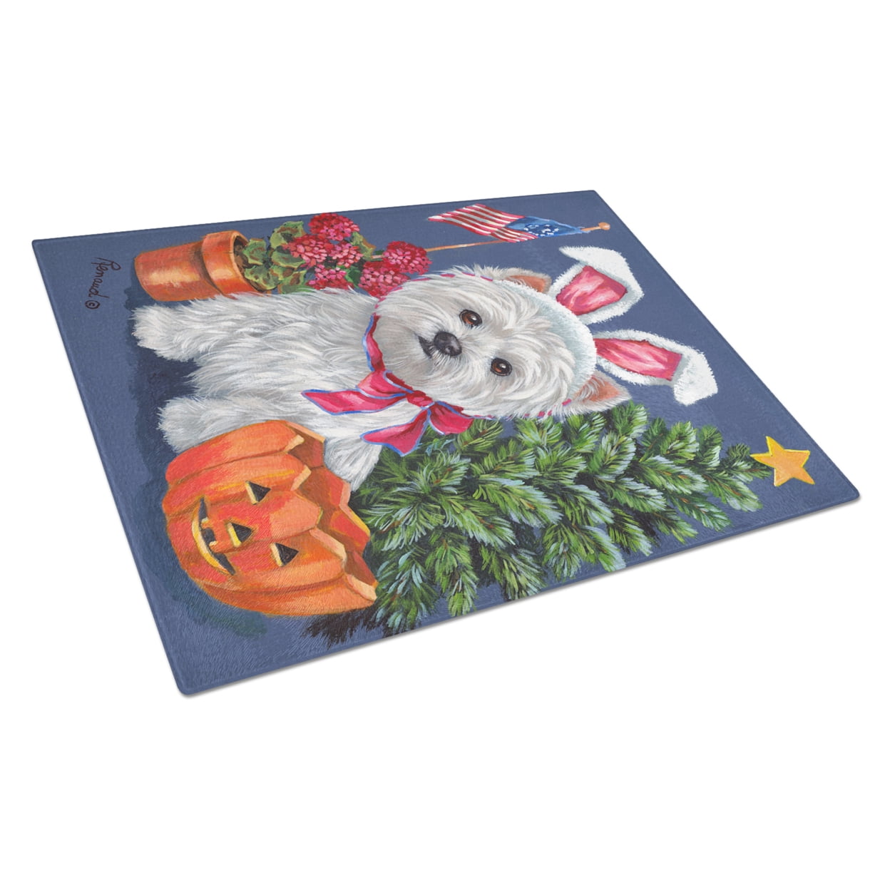 Westie for All Seasons Glass Cutting Board Large PPP3137LCB