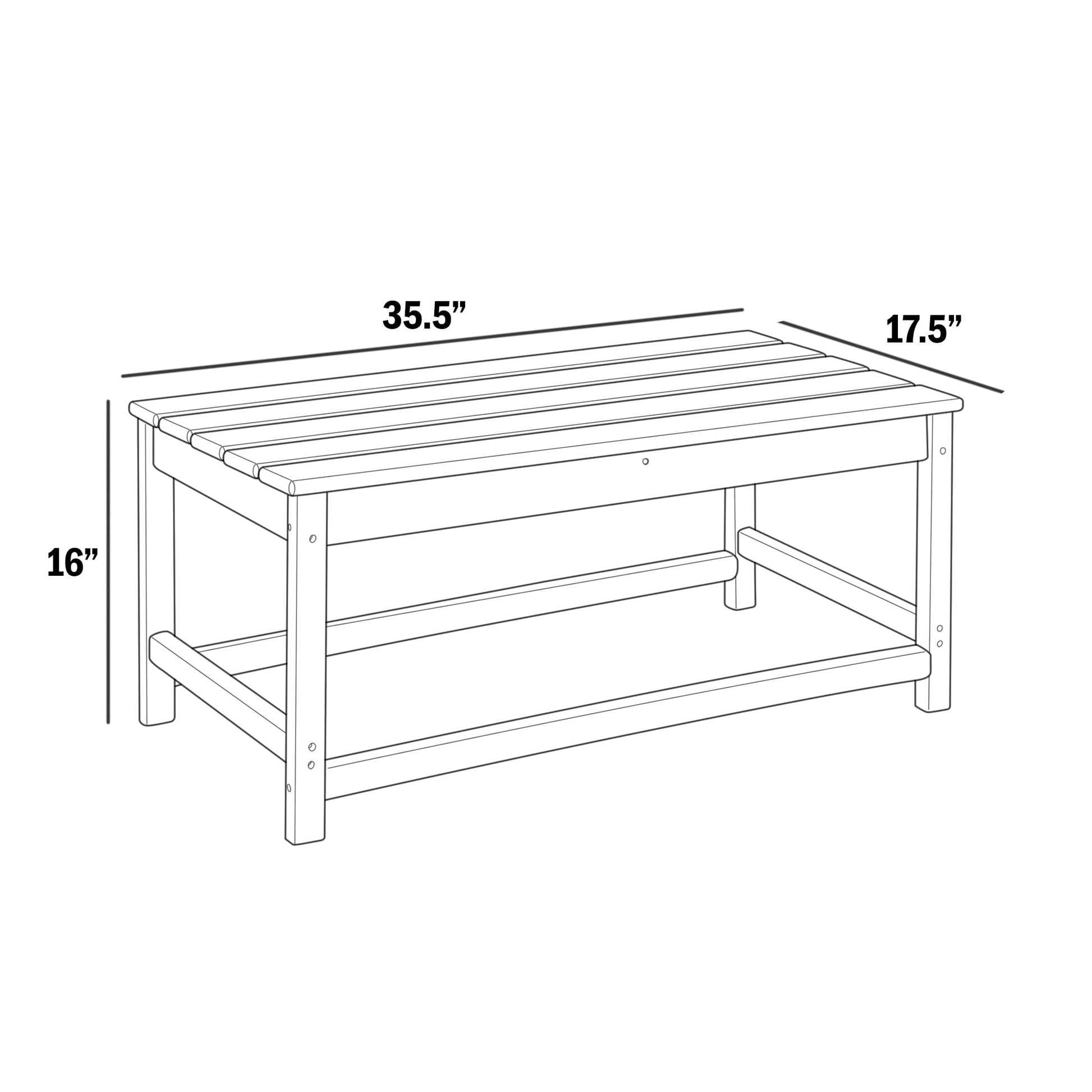Westin Outdoor 35" Inch Adirondack Coffee Table for Patio Backyard UV Weather Resistant HDPE Plastic, Turquoise