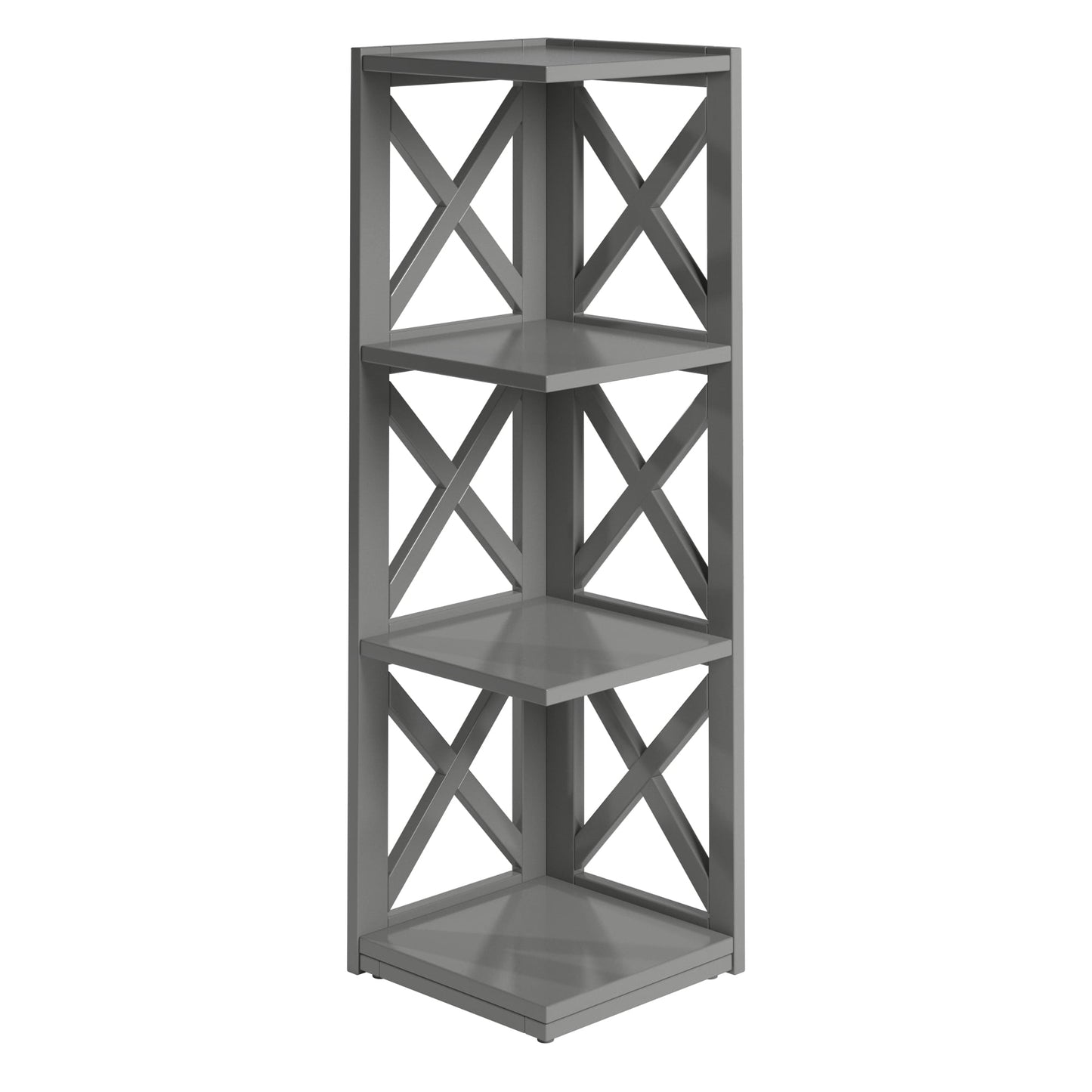 Weston Home Rebecca Wood 3-Shelf Corner Bookcase, Gray