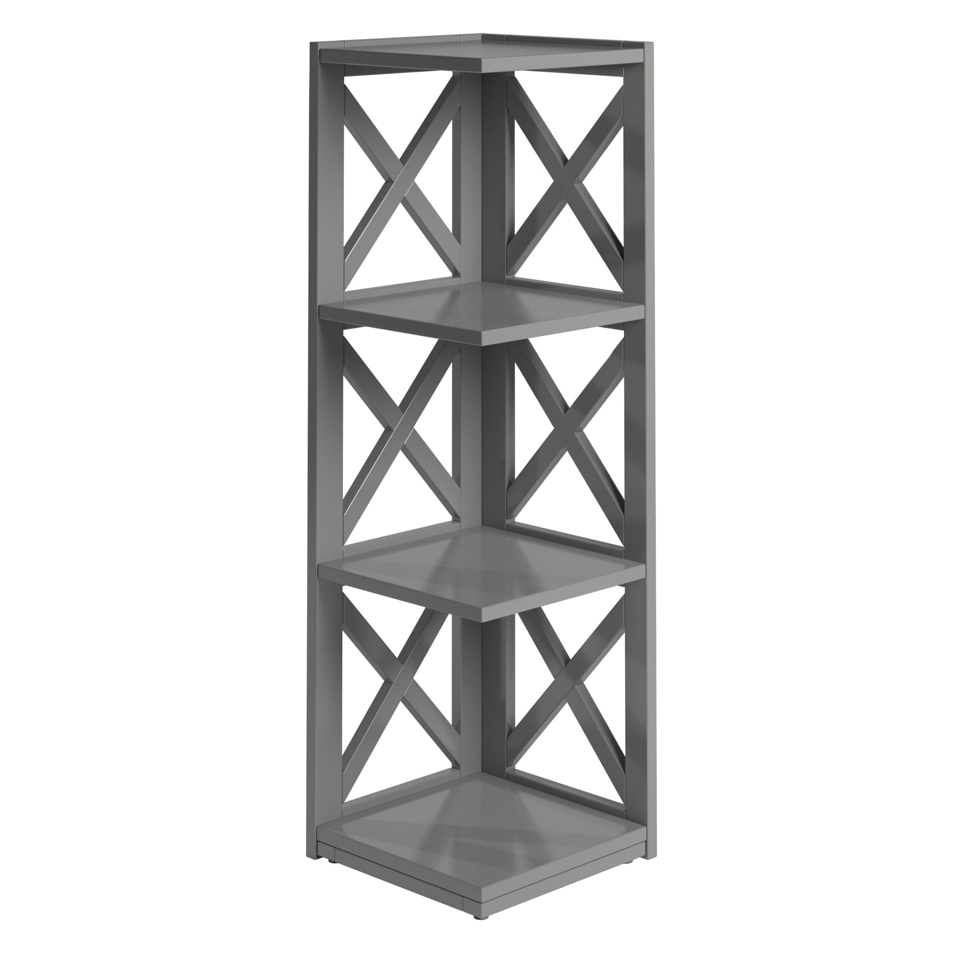 Weston Home Rebecca Wood 3-Shelf Corner Bookcase, Gray