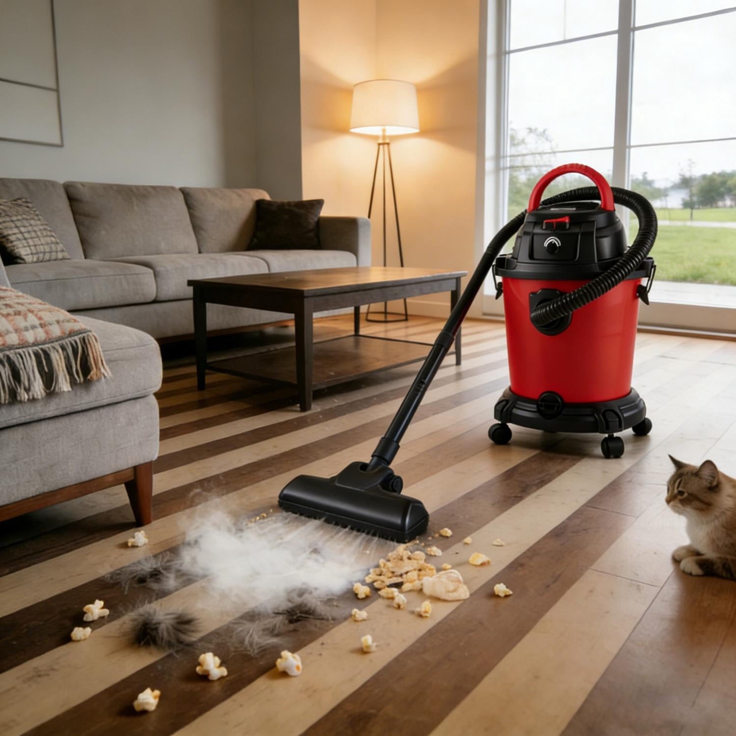 Wet Dry Vacuum 5 Gallon 4.3 Peak HP, 3 in 1 Shop Vac with Blowing Function, Wet/Dry Vac for Carpet, Upholstery, Car, Garage, Workshop Cleaning, Black+Red