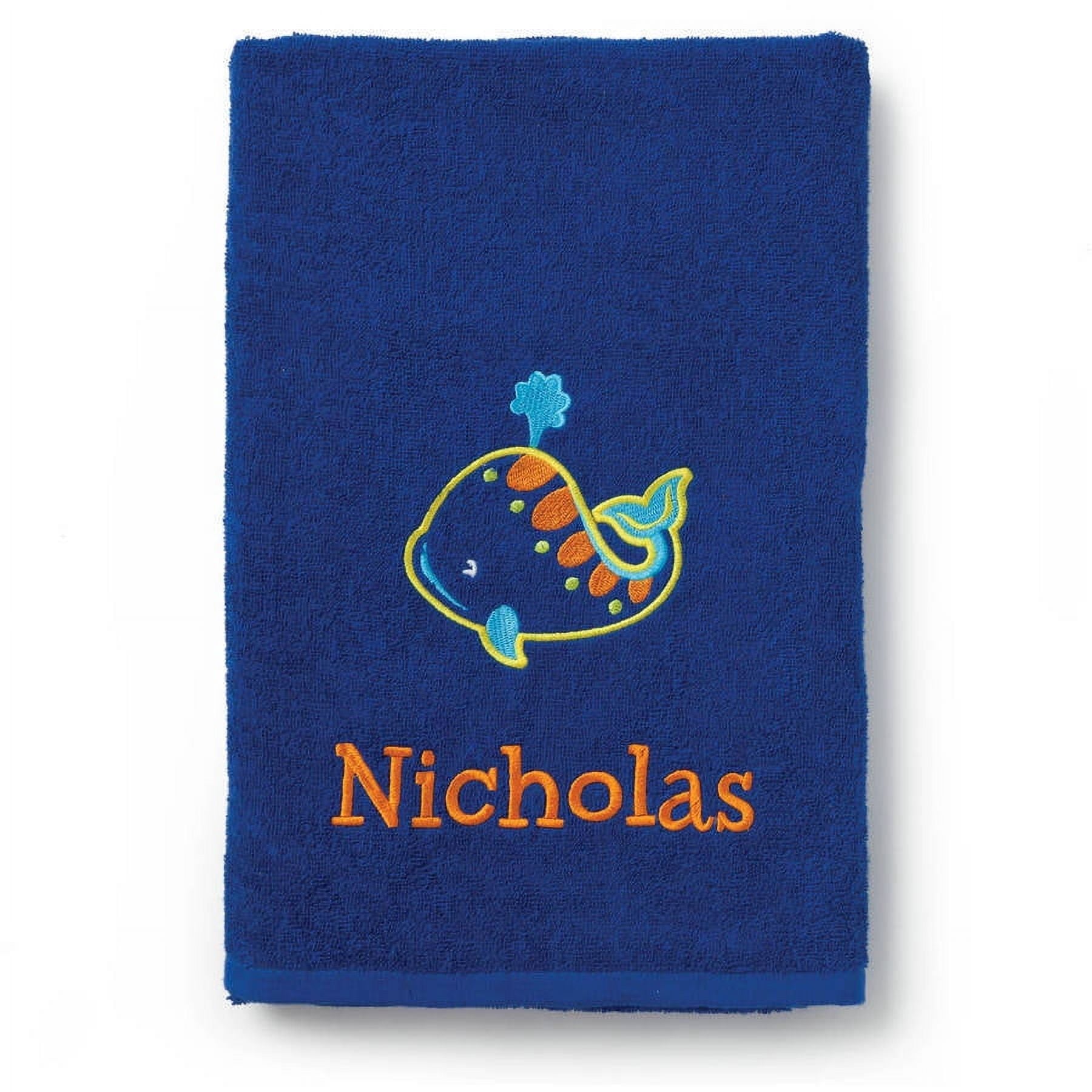 Whale Personalized Blue King Size Towel