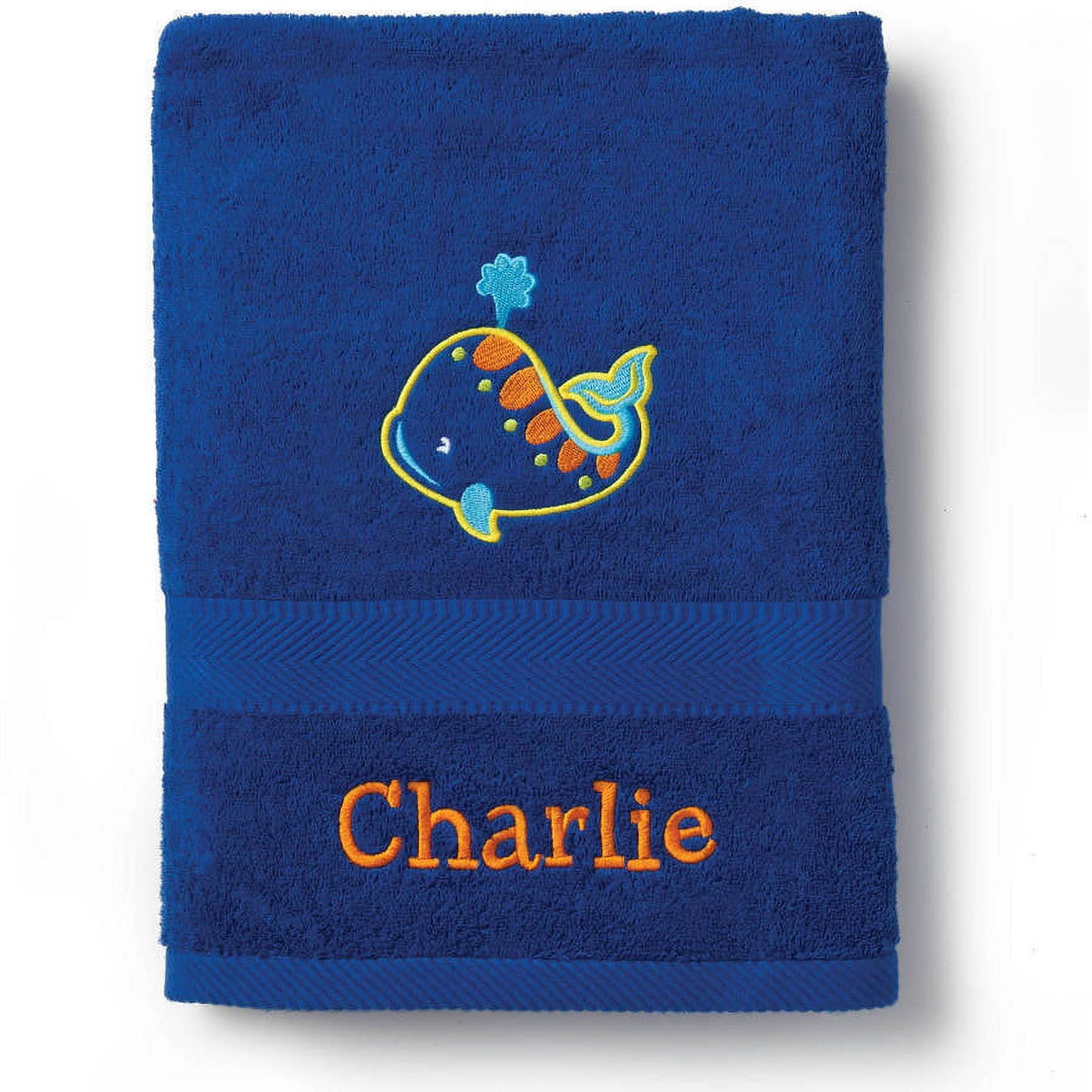 Whale Personalized Blue Towel