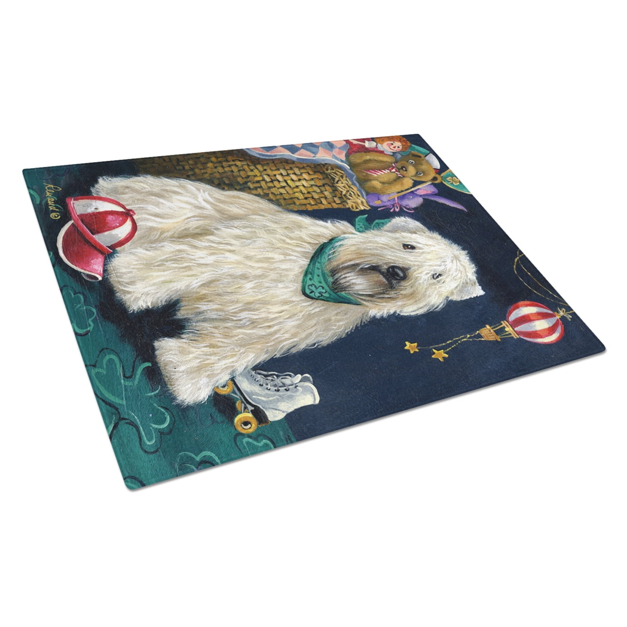 Wheaten Terrier Playroom Glass Cutting Board Large