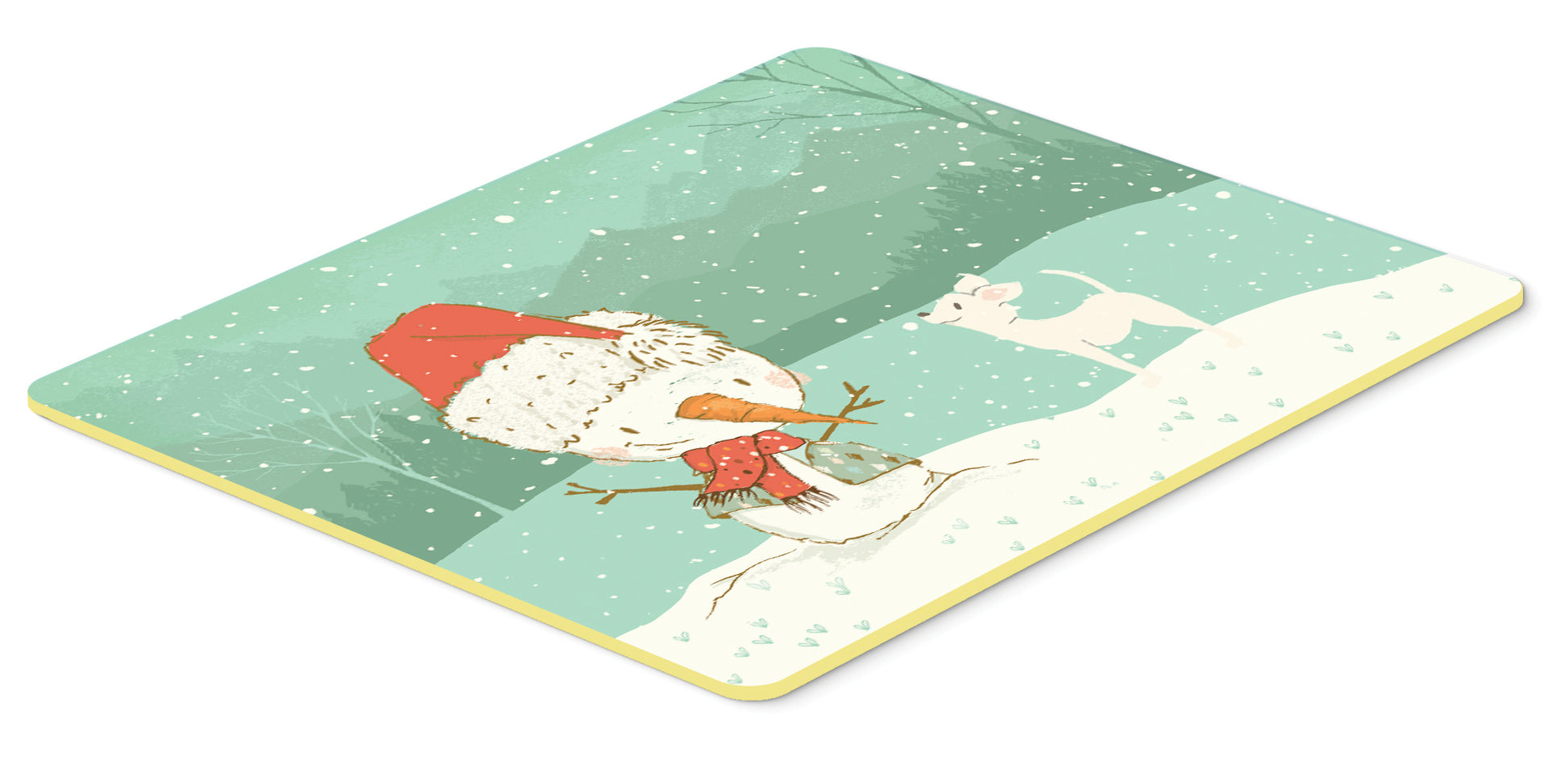 White Chihuahua Snowman Christmas Kitchen or Bath Mat 24x36