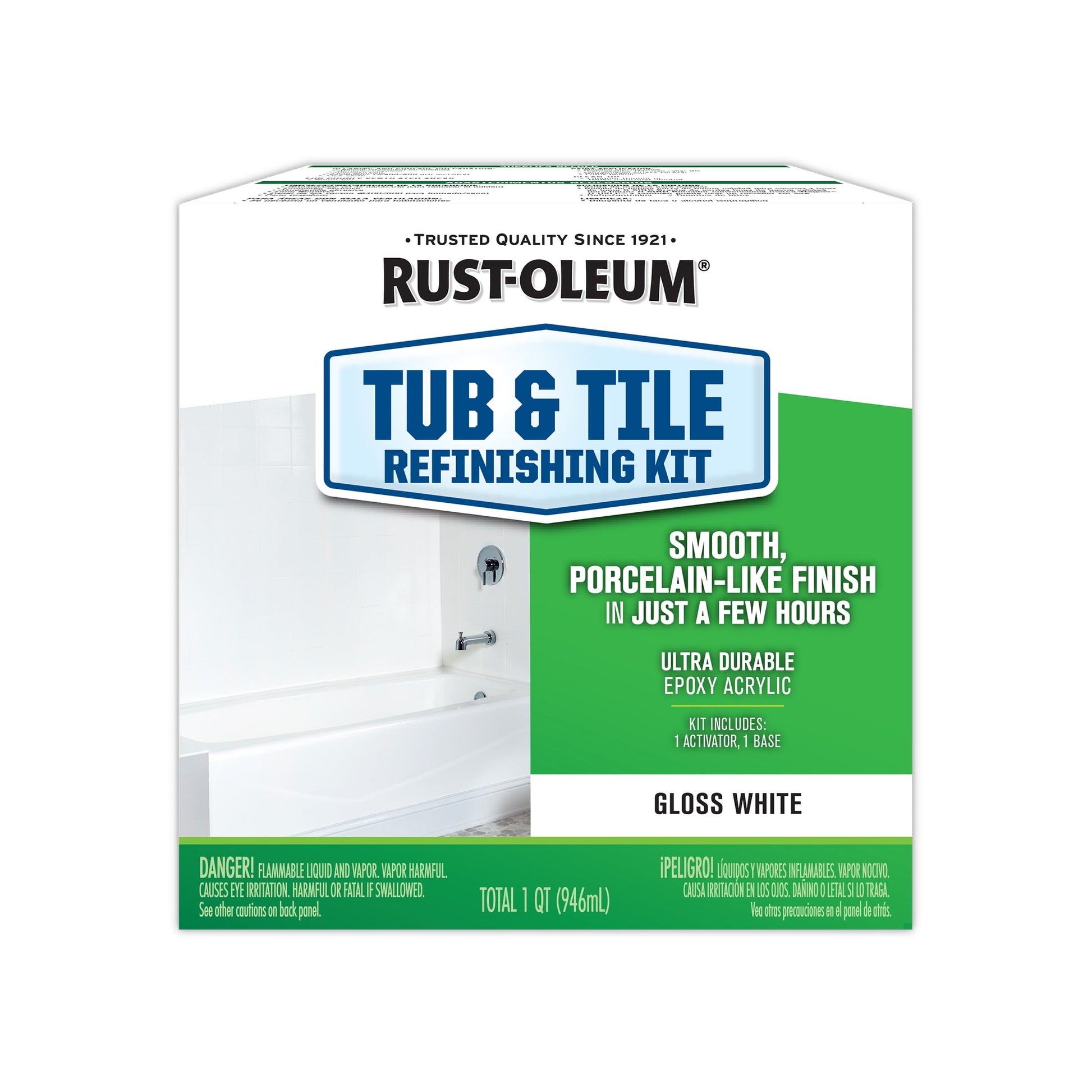 White, Rust-Oleum Gloss Tub & Tile Refinishing Kit- 384165