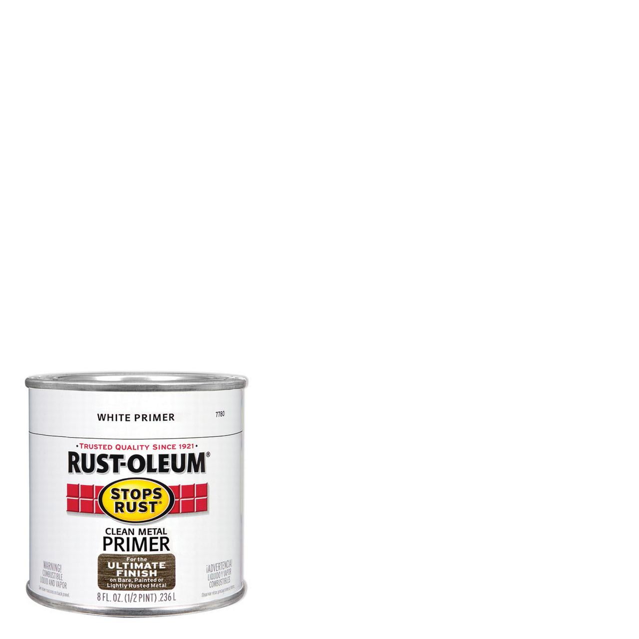 6 Pack, White, Rust-Oleum Stops Rust Flat Clean Metal Primer- 7780730, 1/2 Pint