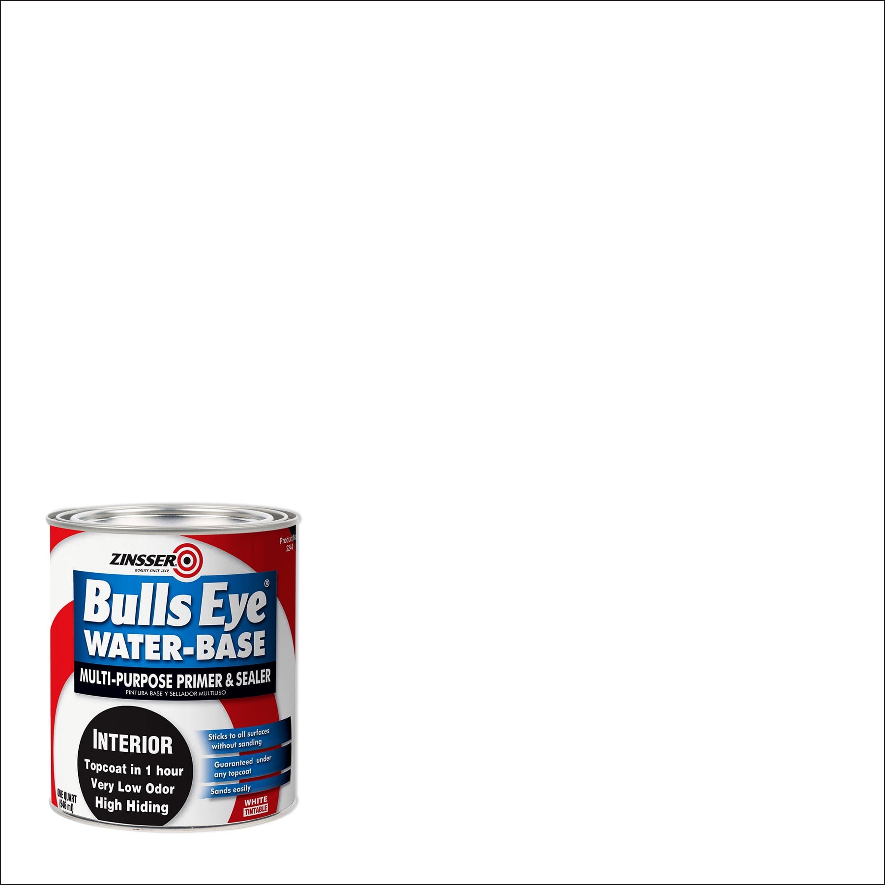 White, Zinsser Bulls Eye Water-Based Primer, Quart, 2 Pack