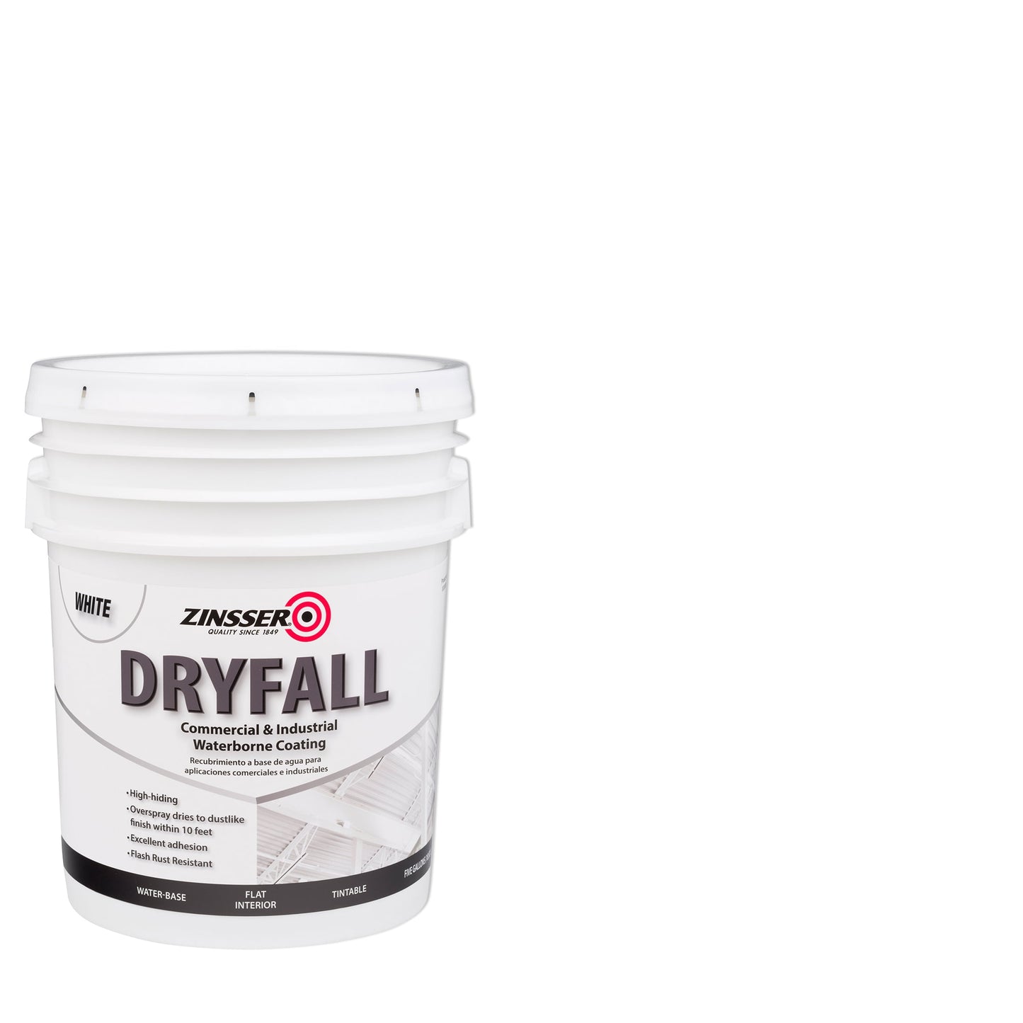 White, Zinsser Flat Dryfall Commercial and Industrial Waterborne Coating- 5 Gallon, 1 Pack