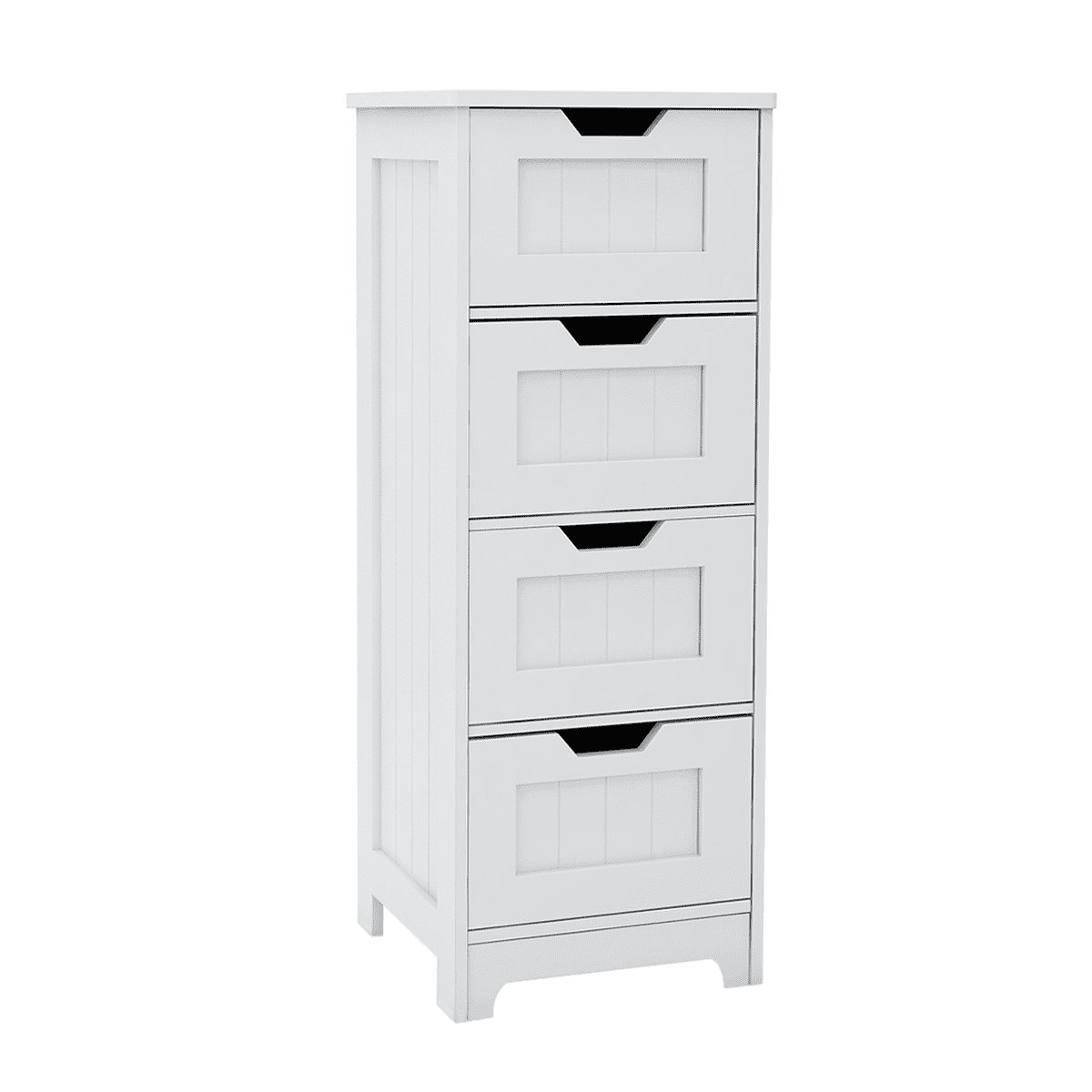 White freestanding storage cabinet with 4 drawers