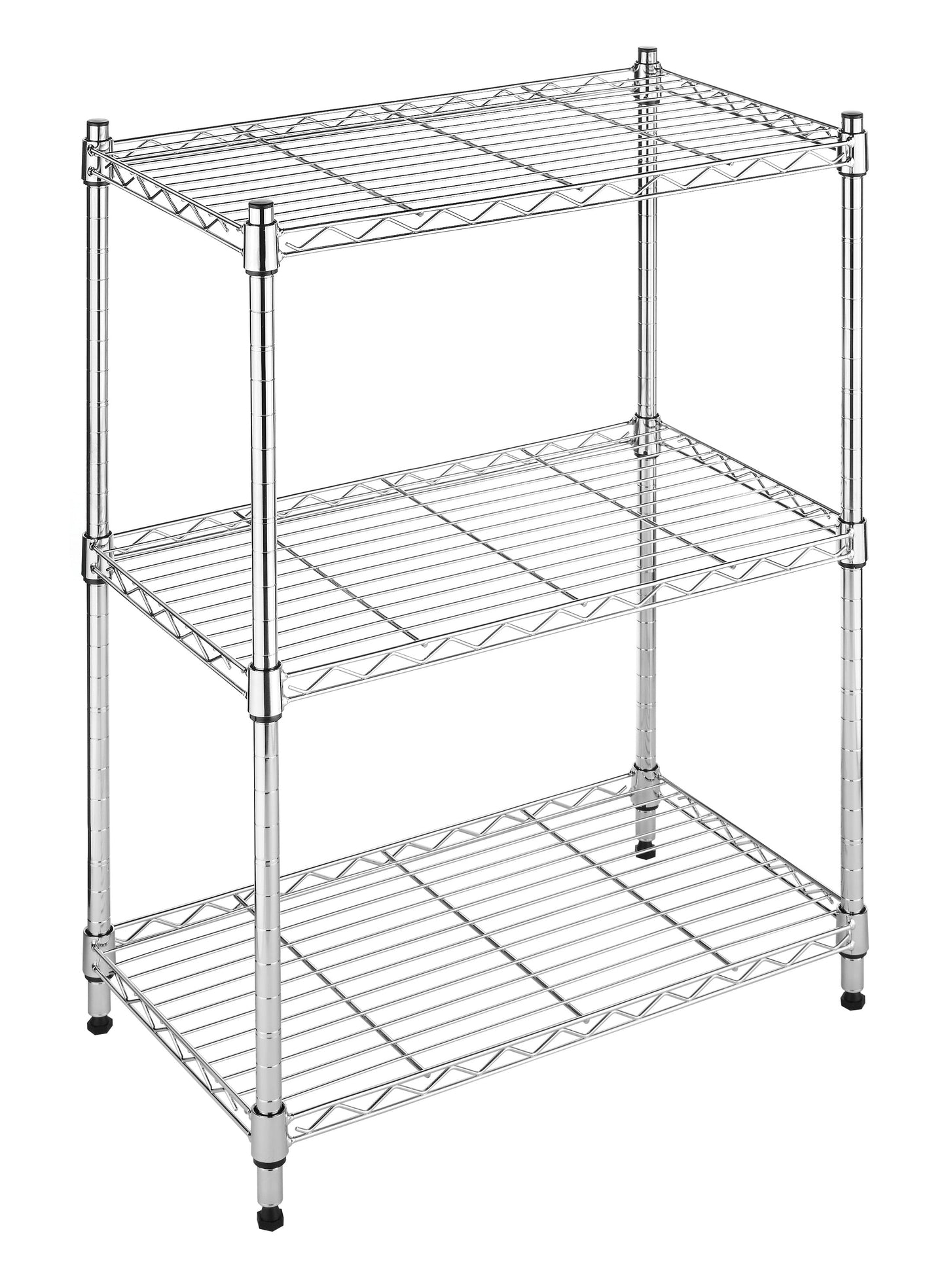 Whitmor Supreme Adjustable 23.15" W x 13.11"D x 29.9"H 3-Shelf Freestanding, Chrome, Adult Use