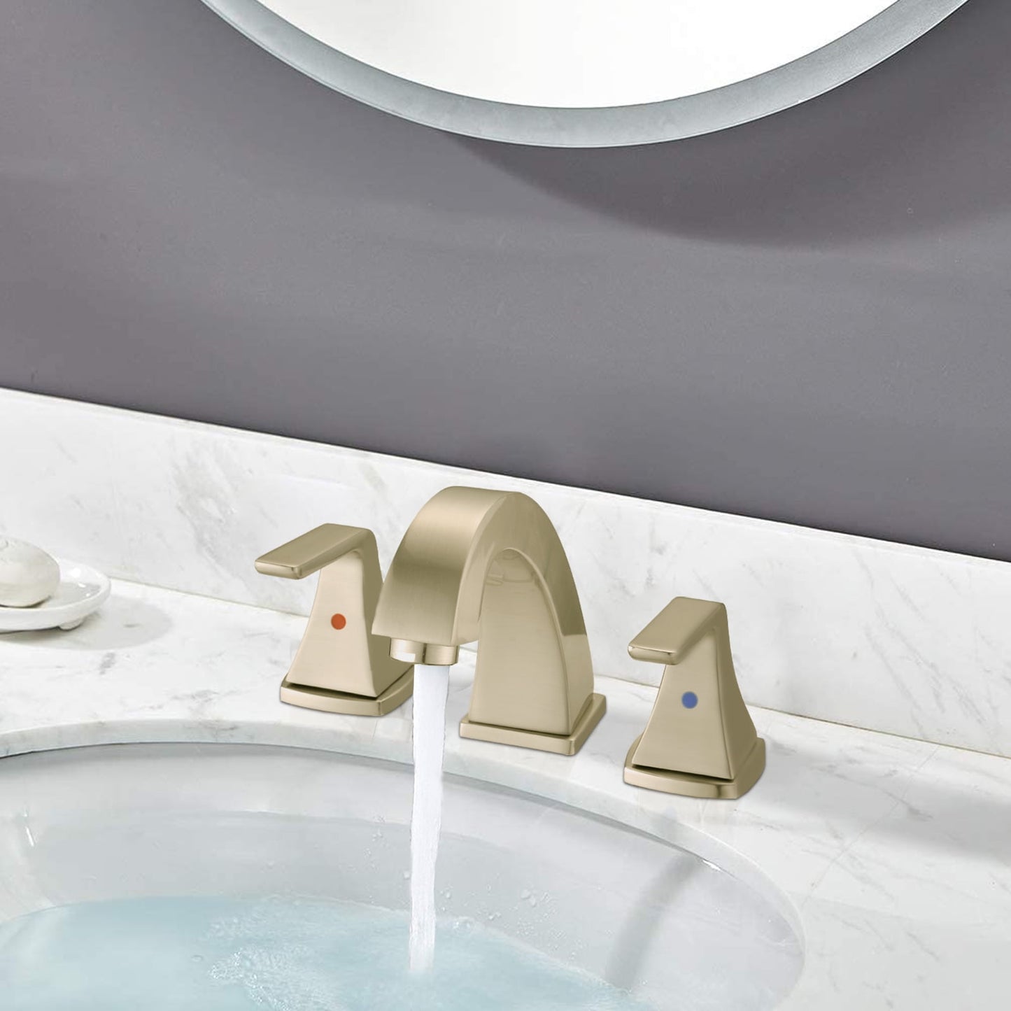 Widespread Two-Handle Bathroom Faucet with Pop-Up Drain & Brushed Gold Finish,Classic 8/12-Inch Spacing