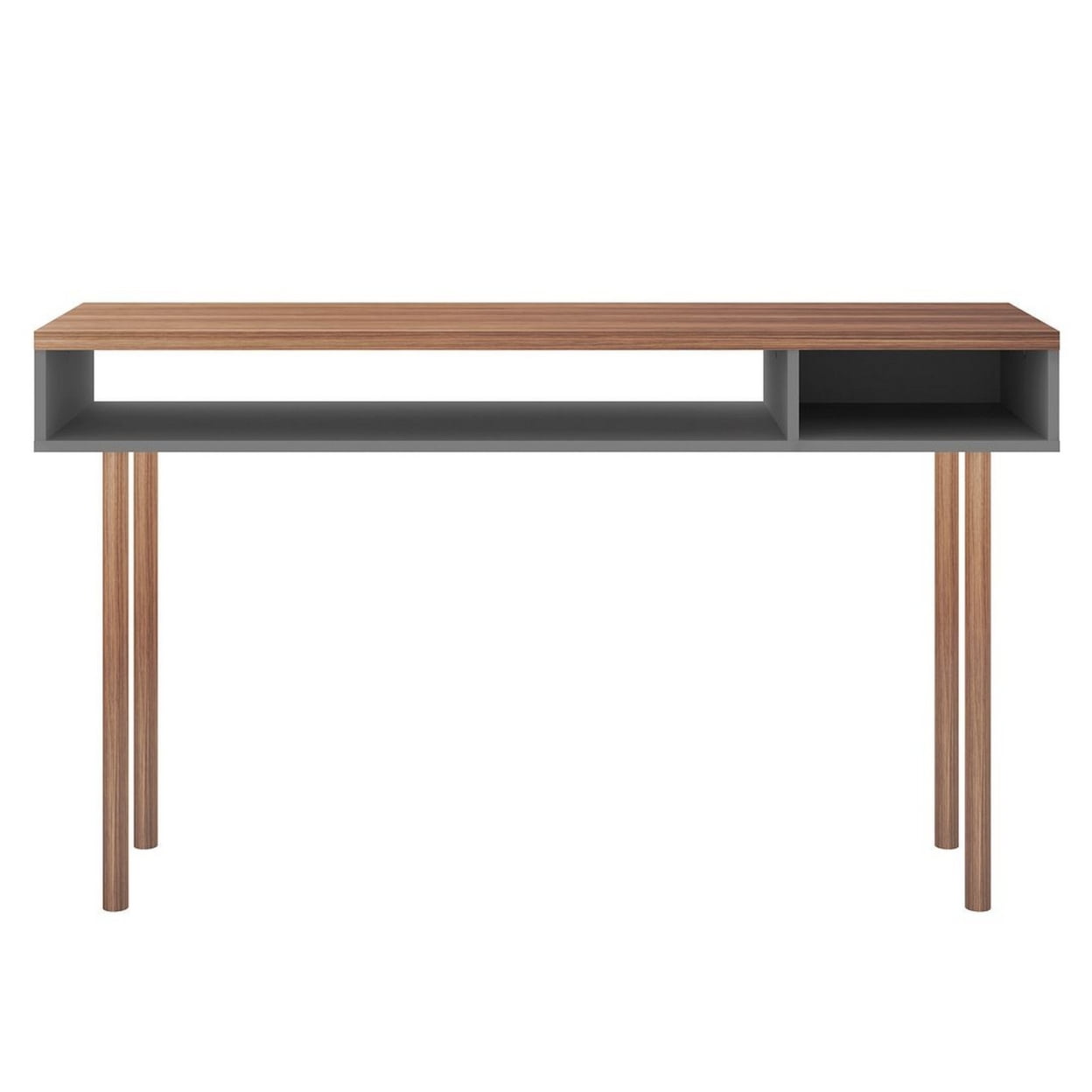 Windsor 47.24 Modern Console Accent Table Entryway with 2 Shelves in Grey and Nature