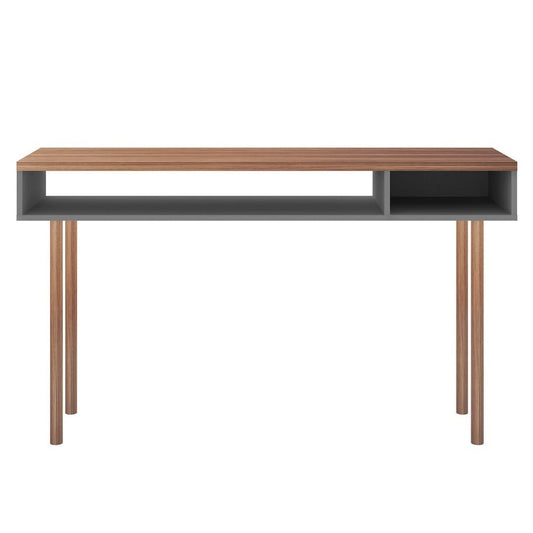 Windsor 47.24 Modern Console Accent Table Entryway with 2 Shelves in Grey and Nature