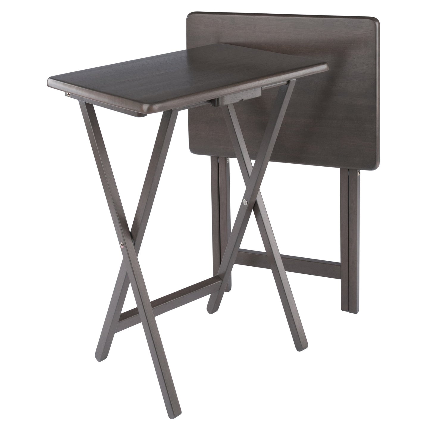 Winsome Alex 2-Piece Single Foldable Snack Tables, Walnut Finish