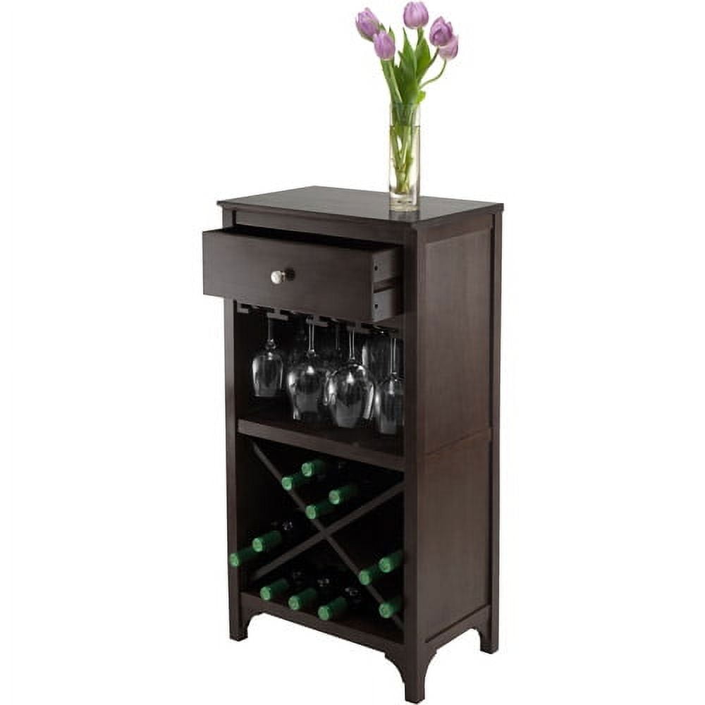 Winsome Ancona Modular Transitional Solid Wood Wine Rack Cabinet - Dark Espresso
