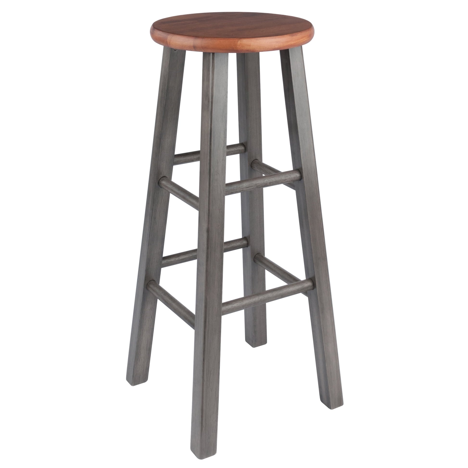 Winsome Ivy 29" Bar Stool, Rustic Gray & Teak Finish