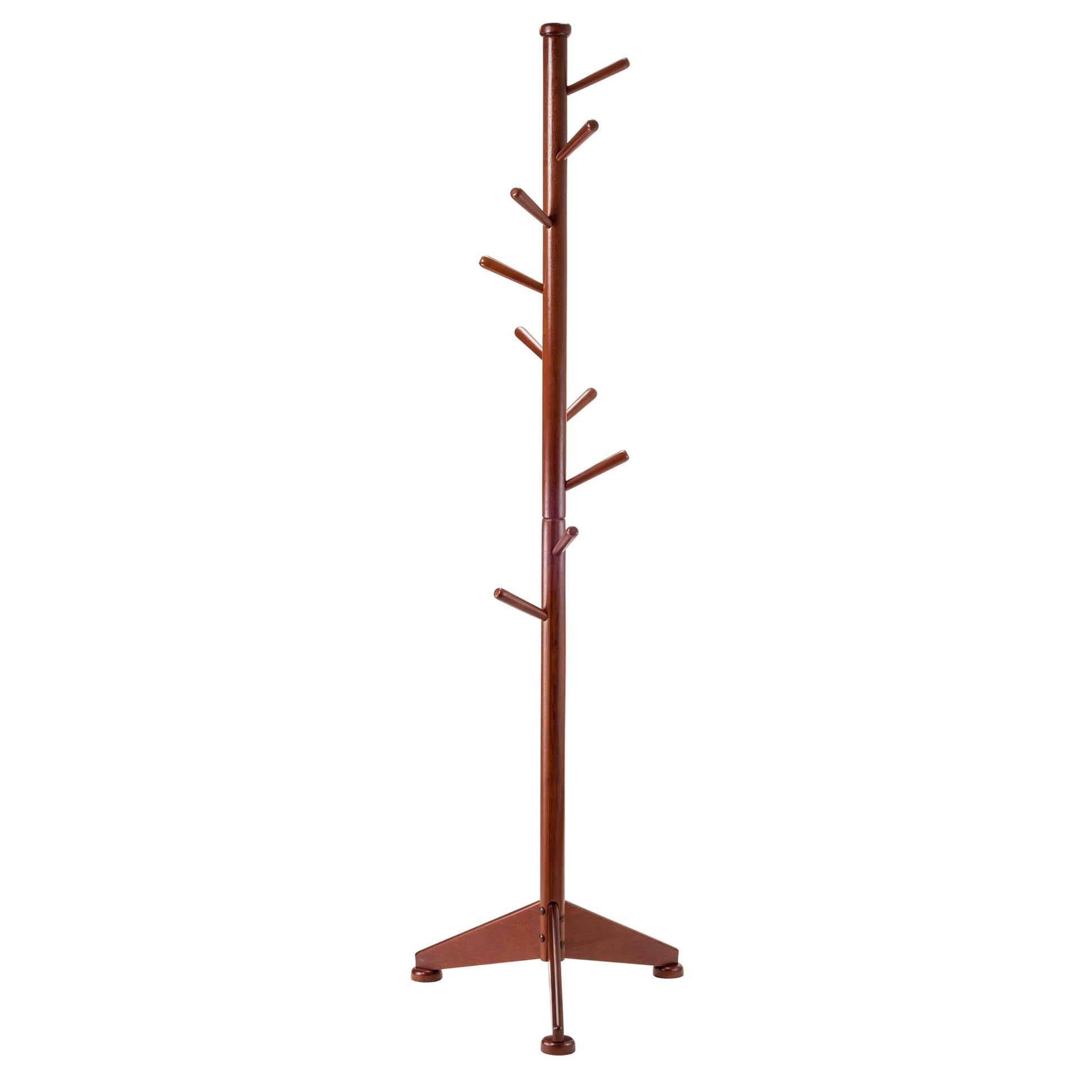 Winsome Lily Coat Tree Hanger, 9 Pegs, Walnut Finish