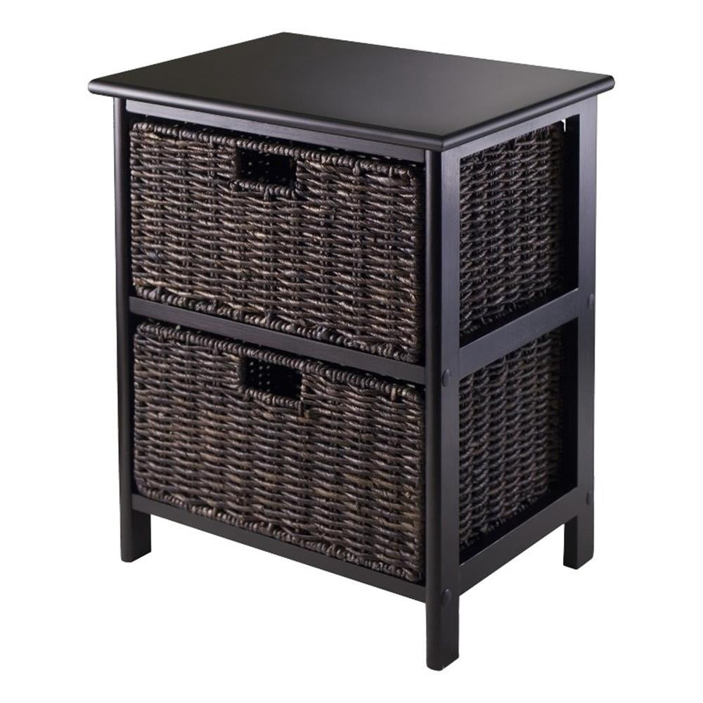 Winsome Omaha Storage Rack, 2 Chocolate Baskets, Black Finish