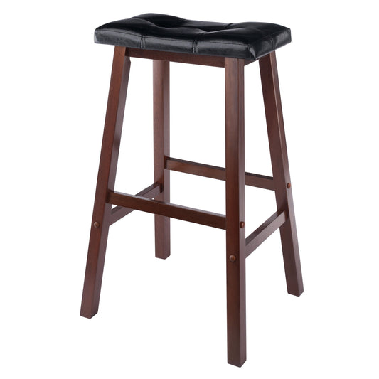 Winsome Wooden Tall Mona Faux Leather Cushion Saddle Seat and Chair Stool