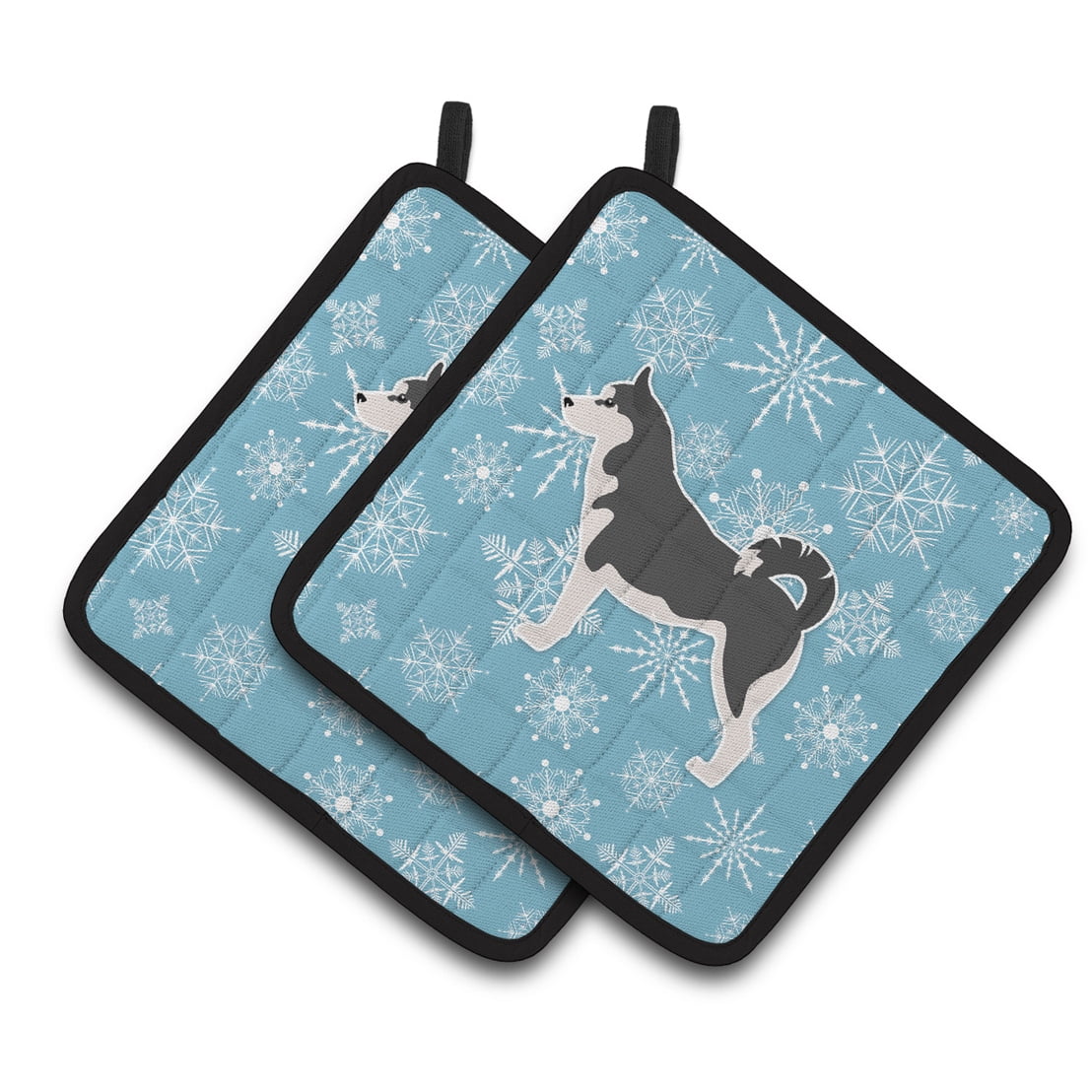 Carolines Treasures BB3580PTHD Winter Snowflake Siberian Husky Pair of Pot Holders , 7.5HX7.5W, multicolor