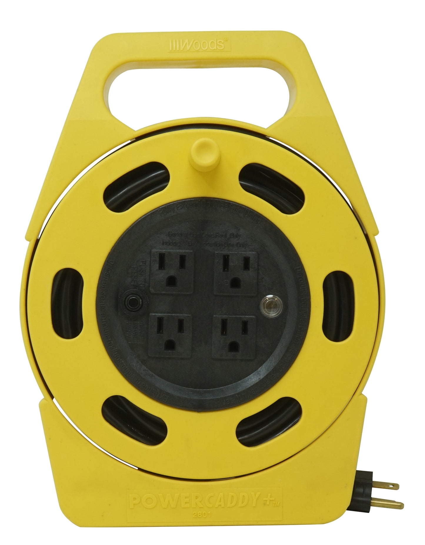 Woods 2801 Extension Cord Reel With Four 3-Prong Power Outlets