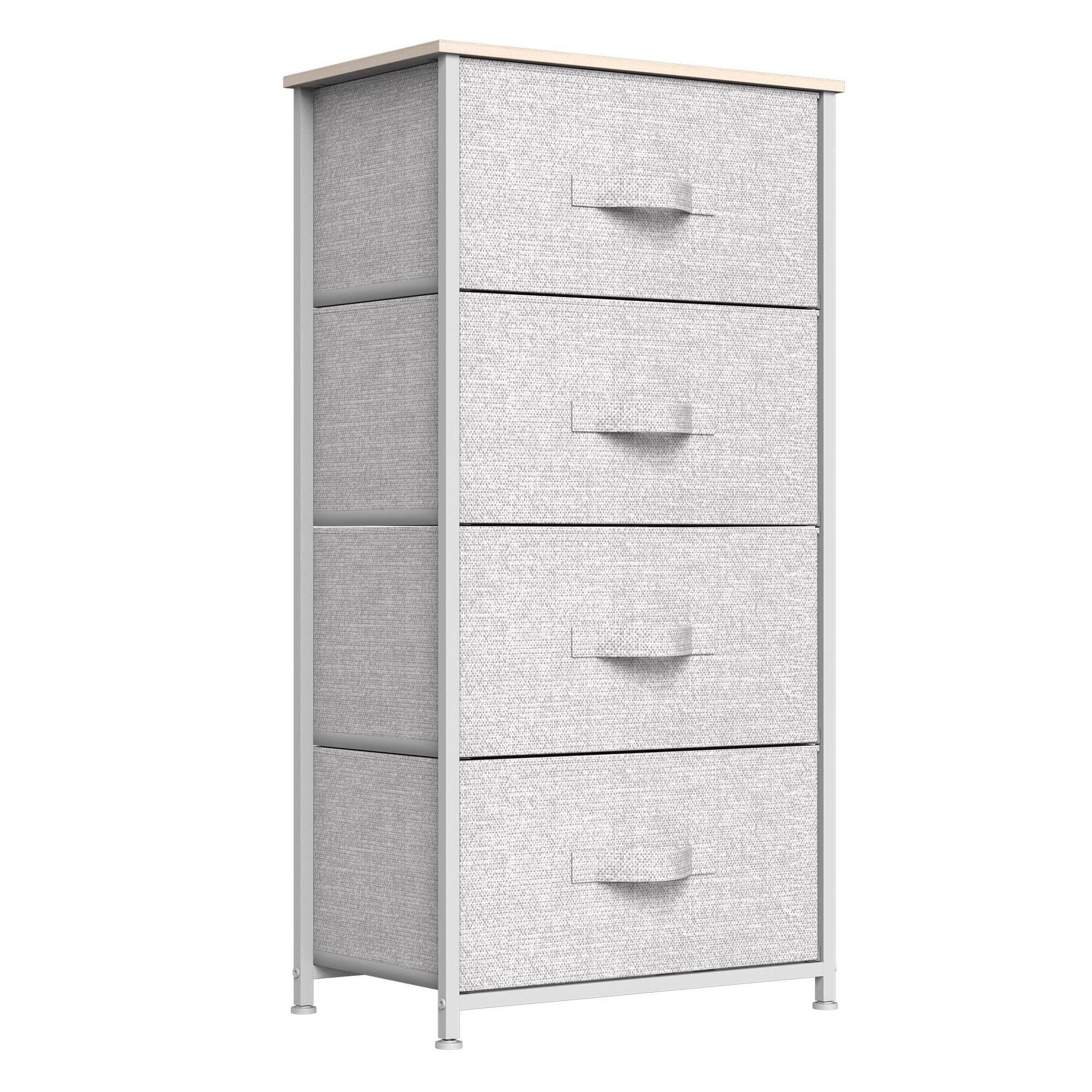 YINTATECH 4 Drawer Dresser Storage Unit Shelf Organizer Bins Chest Fabric Drawers, Light Gray"