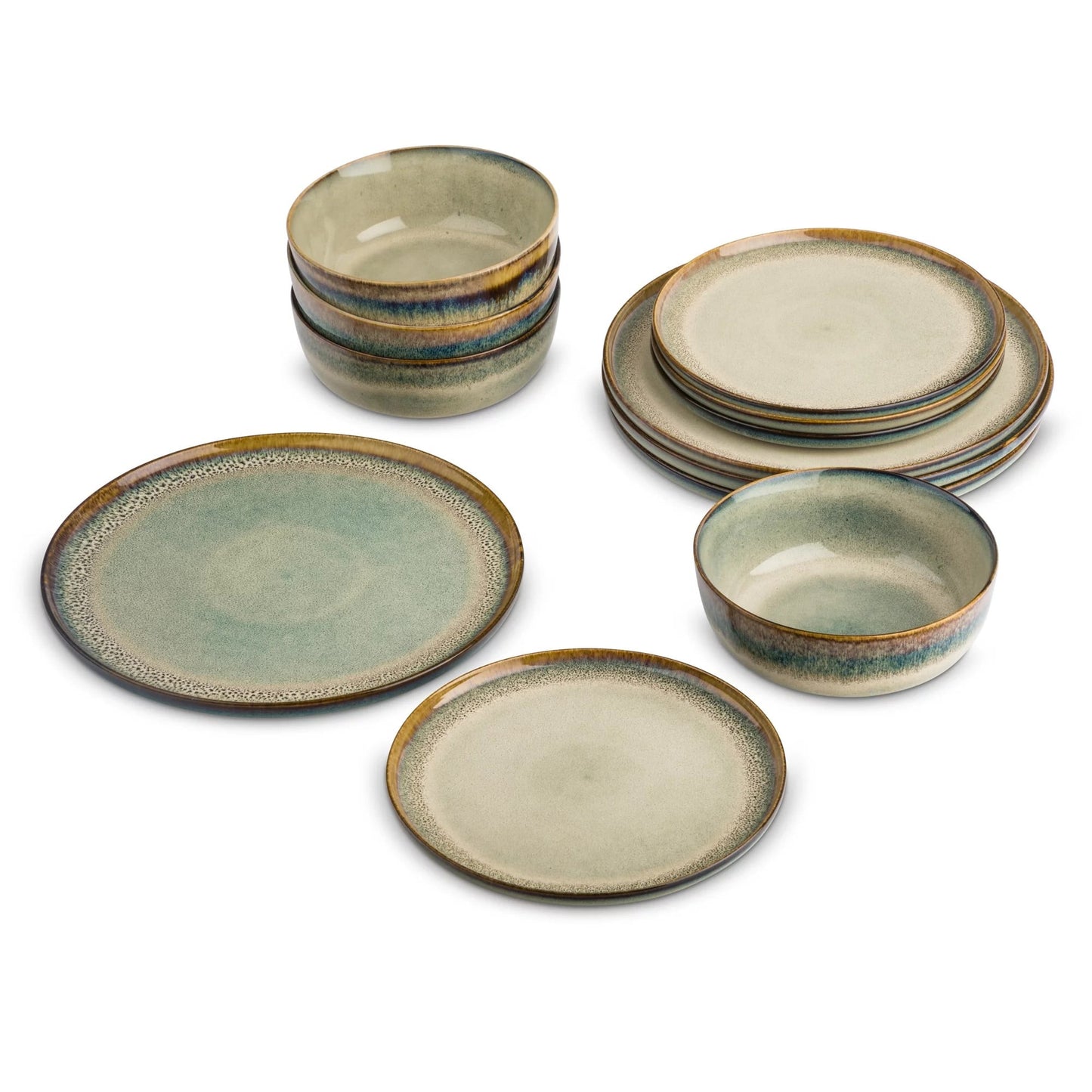 Yellowstone Kayce 12-Piece Reactive Ceramic Dinnerware Set
