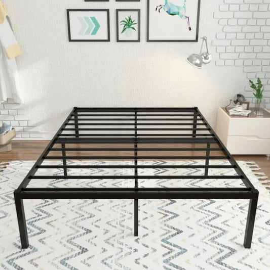 Yoneston 16 Inch Twin Solid Metal Platform Bed Frame with Under-Bed Storage for Kids Teens, Black