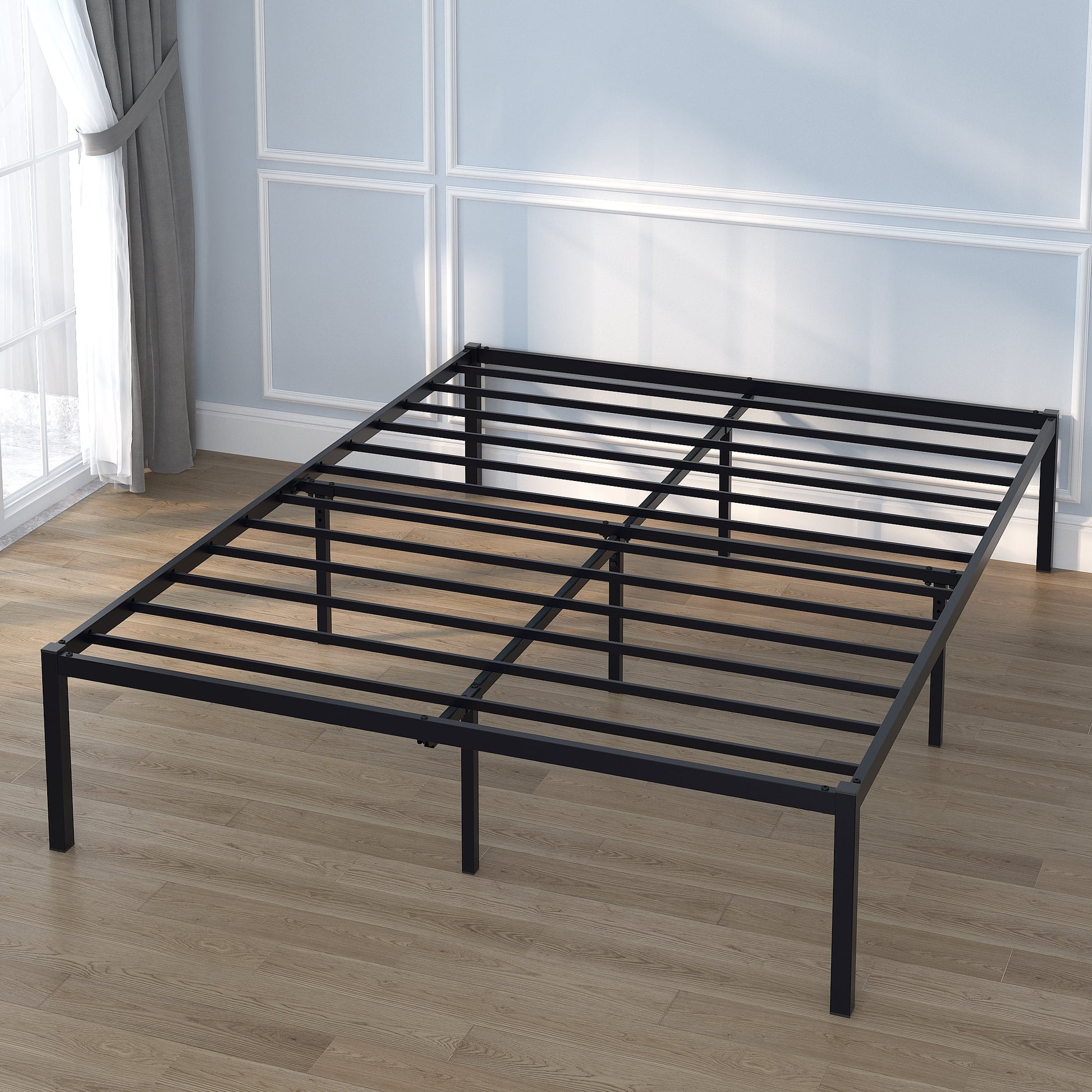 Yoneston 18 Inch Queen Size Steel Platform Bed Frame for Kids Students No Box Spring Mattress Foundation with Under-Bed Storage