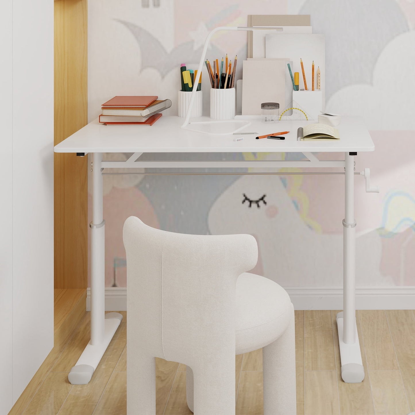 Yoneston 40" x 24" Height Adjustable Computer Desk, Home Office Standing Up Desk for Students,Teen and Adults, White
