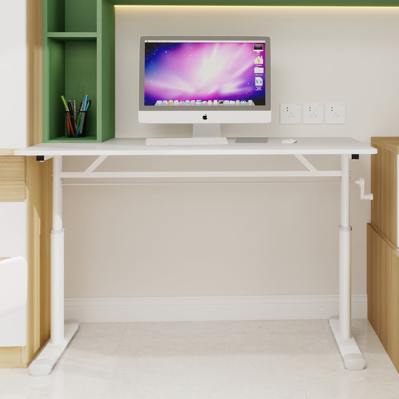 Yoneston 48" x 24" Height Adjustable Computer Desk, Home Office Standing Up Desk for Students,Teen and Adults, White