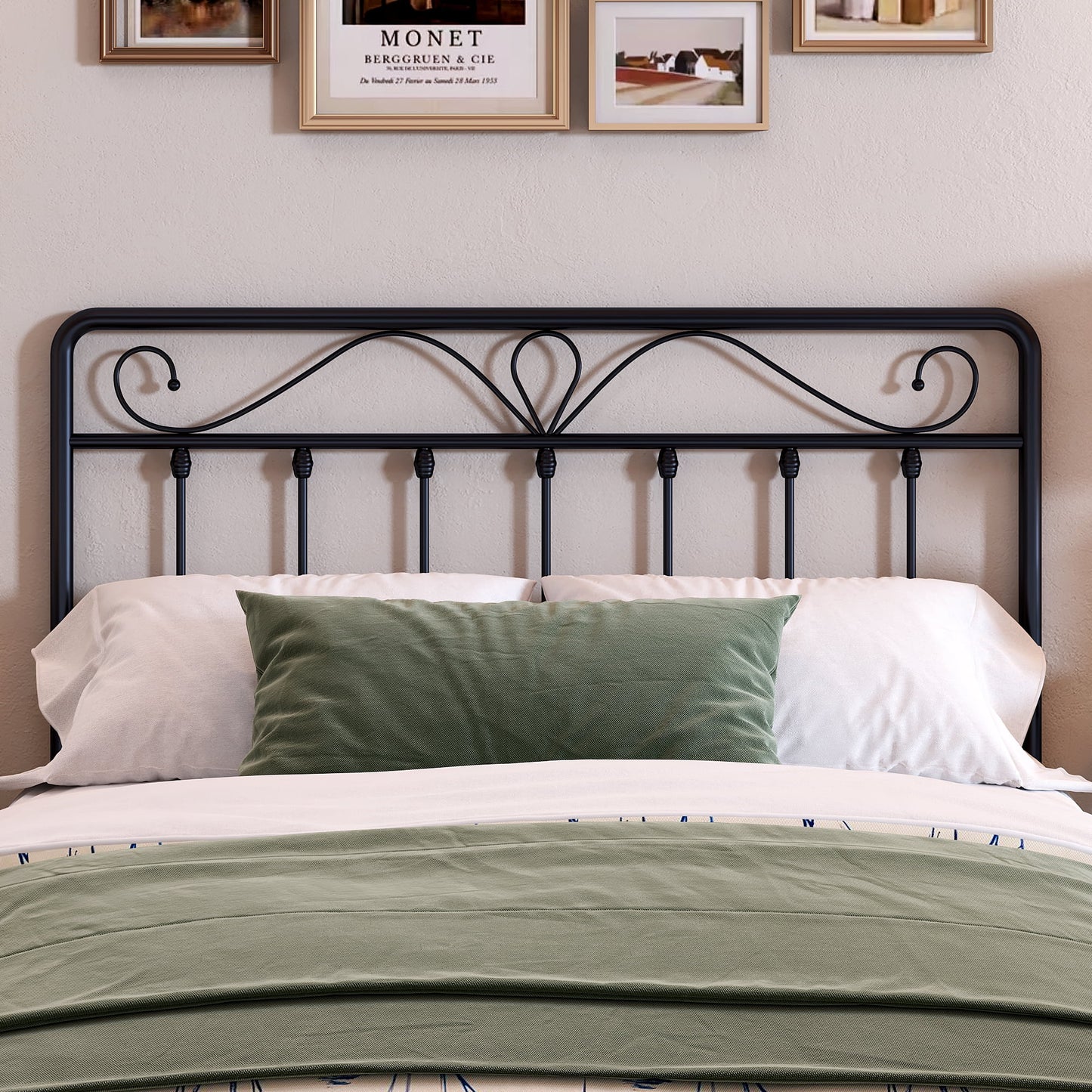 Yoneston Cabecera Vintage de Metal TamaÃ±o Full DiseÃ±ada por Alden con Altura Ajustable para Base de Cama, Negro