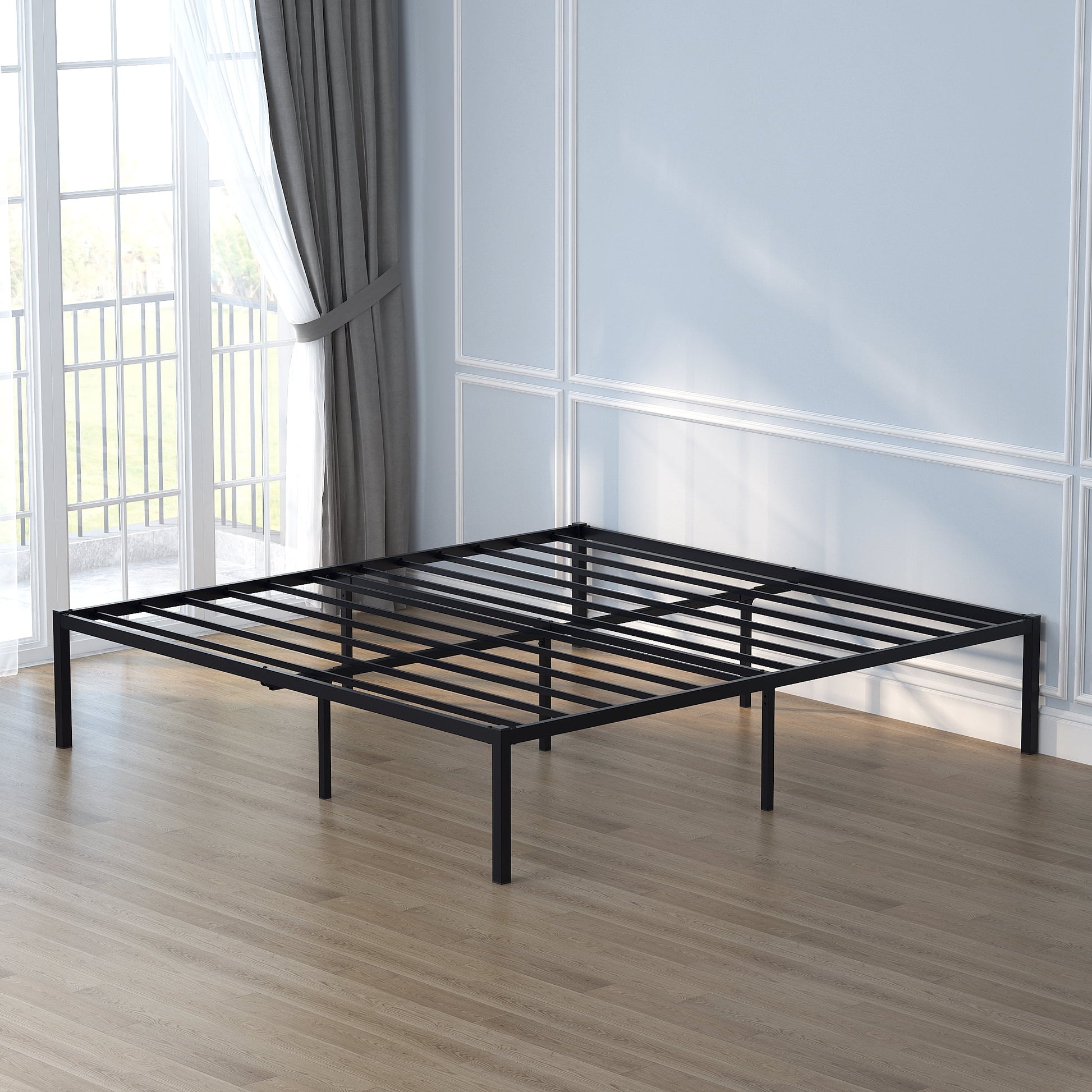 Yoneston Heavy Duty 18" King Size Metal Platform Bed Frame with Under-Bed Storage No Box Spring Required, Black