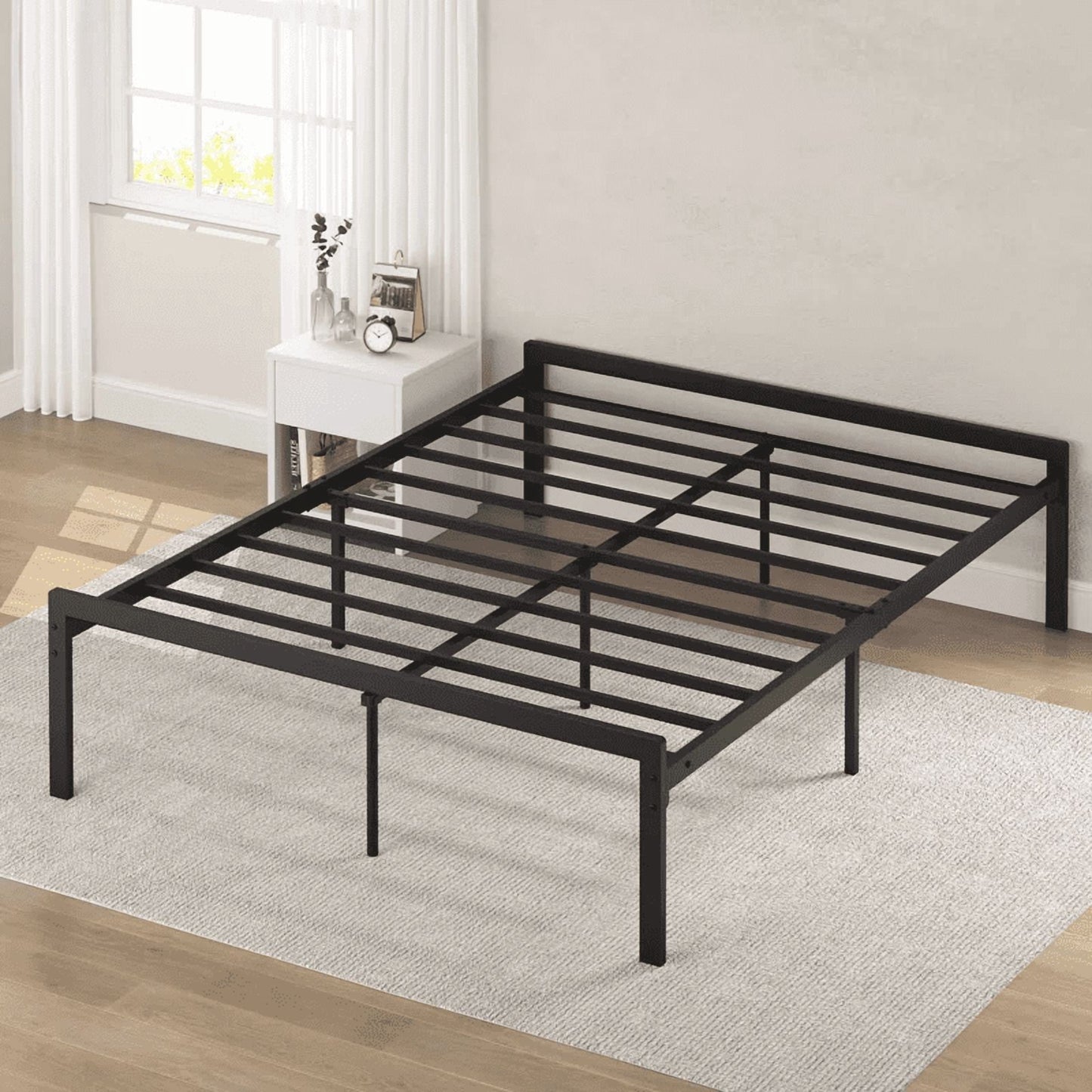 Yoneston Queen 16-Inch Heavy Duty Metal Platform Bed Frame with Large Under-Bed Storage, Non-Slip Design