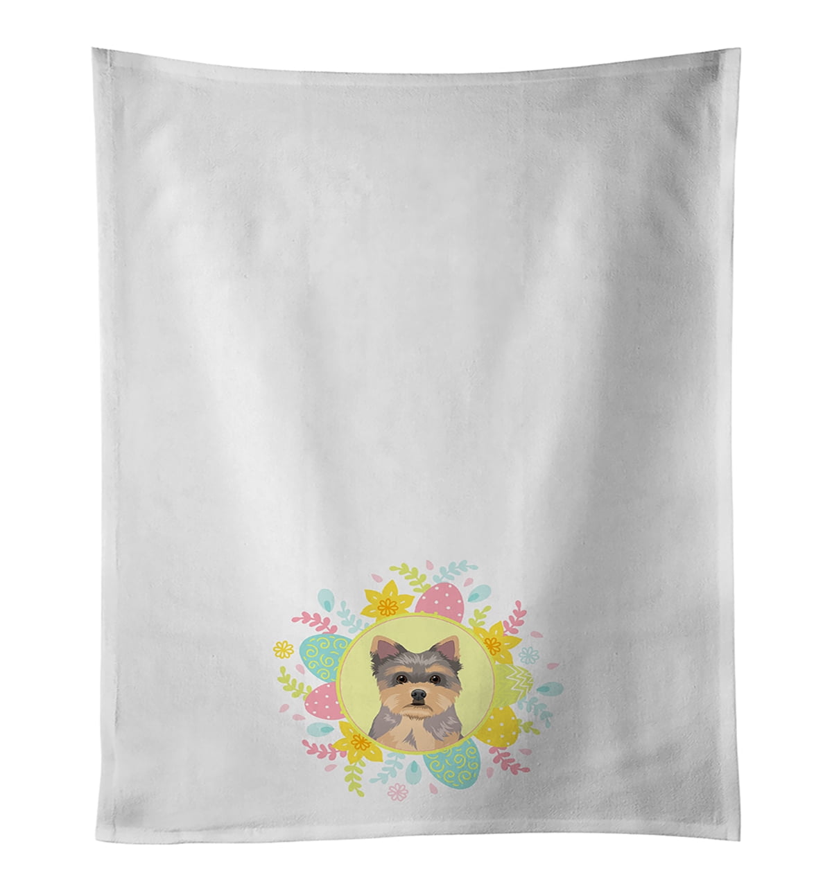 Yorkie Chocolate Puppy Easter White Kitchen Towel Set of 2 19 in x 28 in