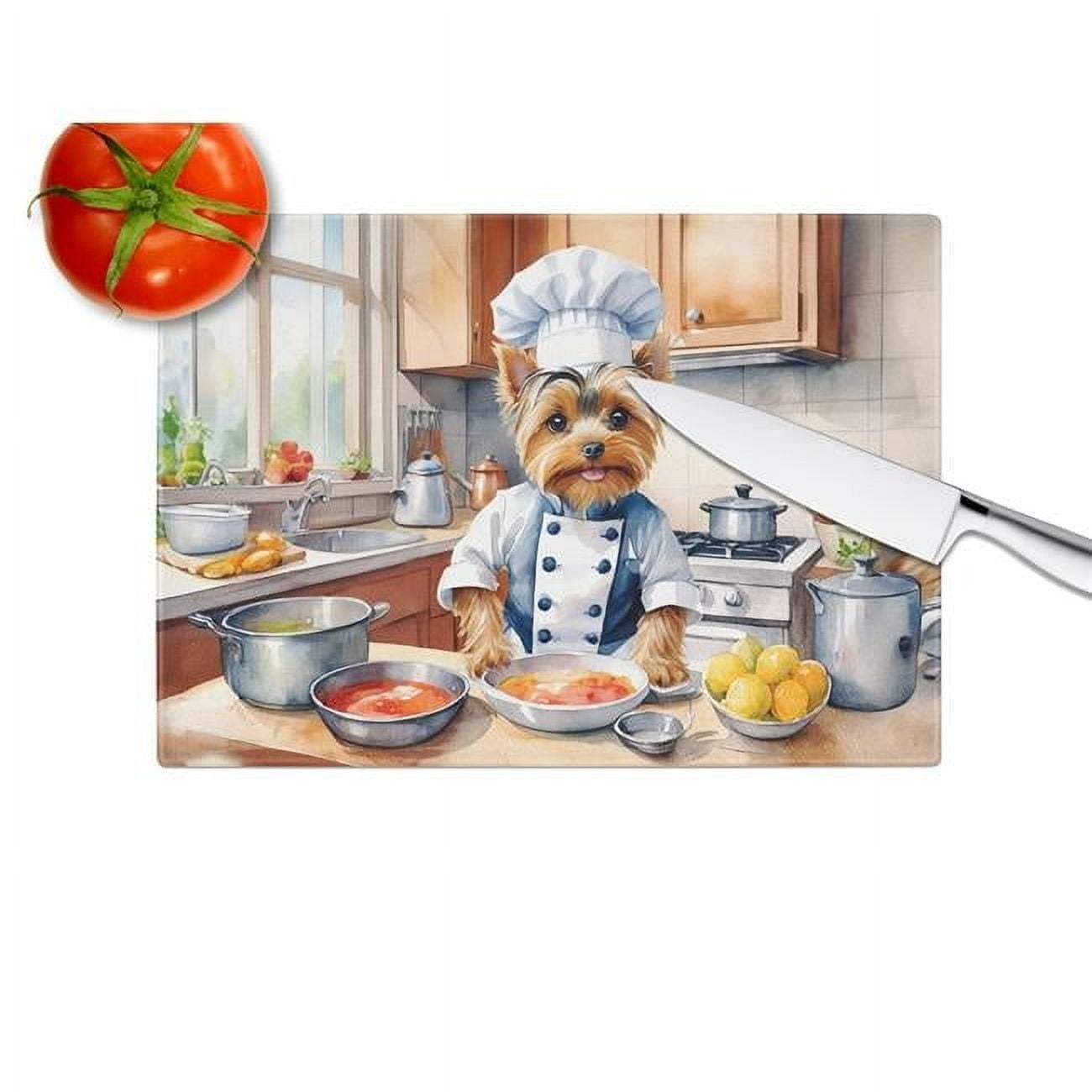 Yorkie Yorkshire Terrier The Chef Glass Cutting Board 12 in x 15 in