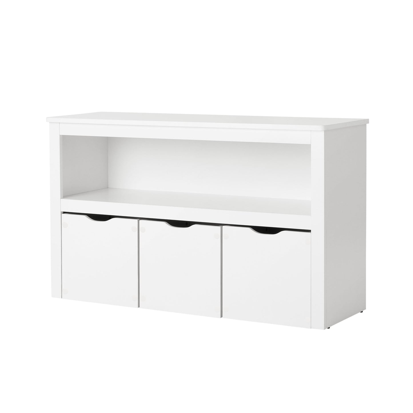 Mainstays Kids Toy Storage Cabinet with Three Rolling Bins, White Finish