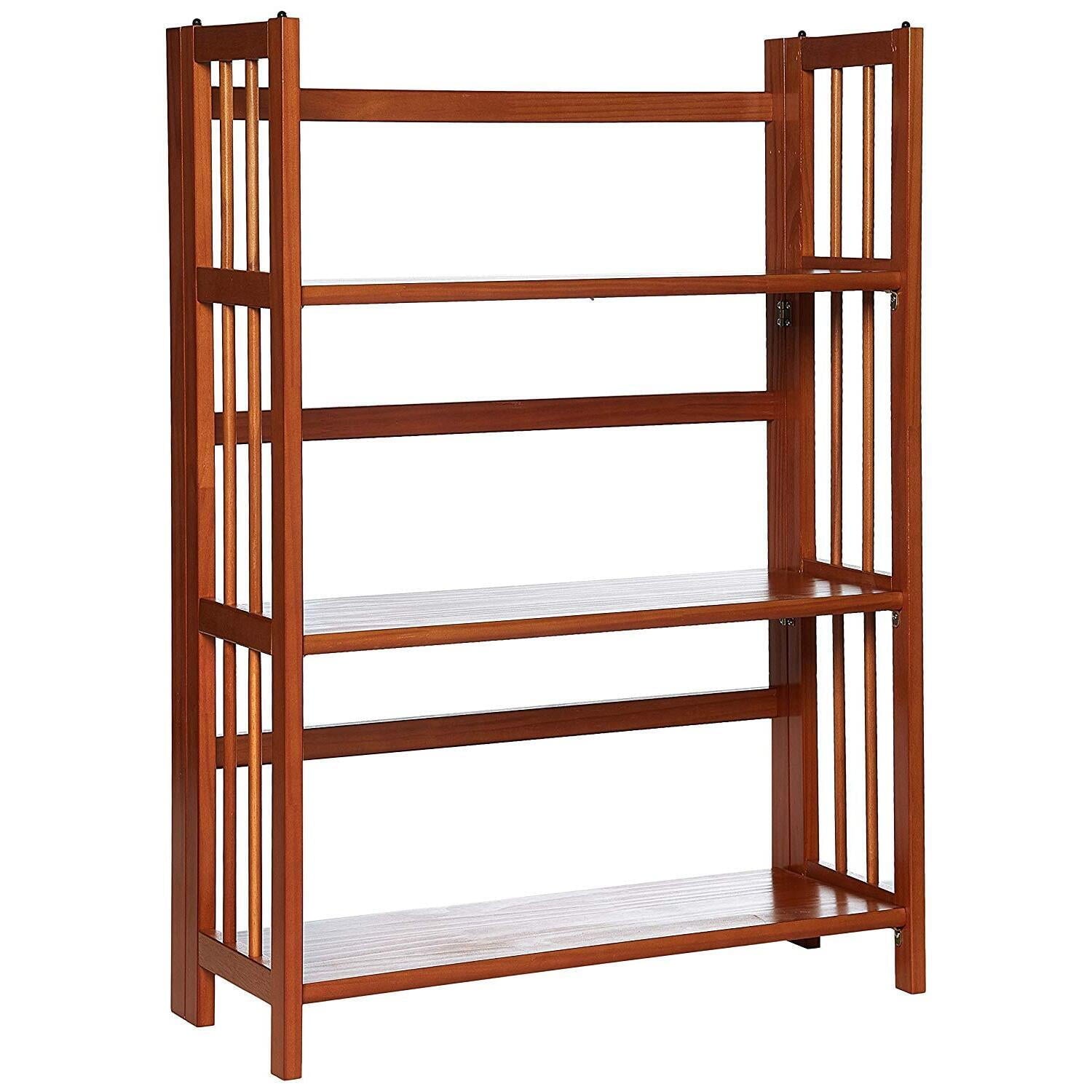 3-Shelf Folding Stackable Bookcase 27.5" Wide-Honey Oak