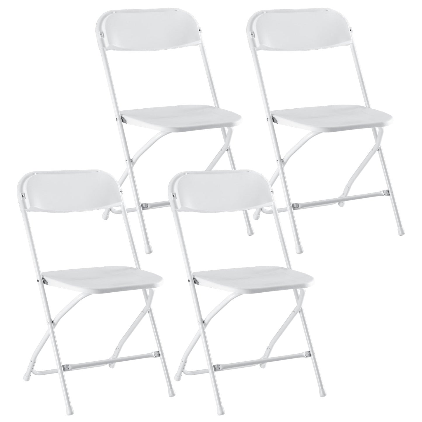 ZUNMOS Plastic Folding Chairs for Parties and Weddings, Stackable Commercial Event Seating, Static Load Capacity 330 lbs, Set of 4, White