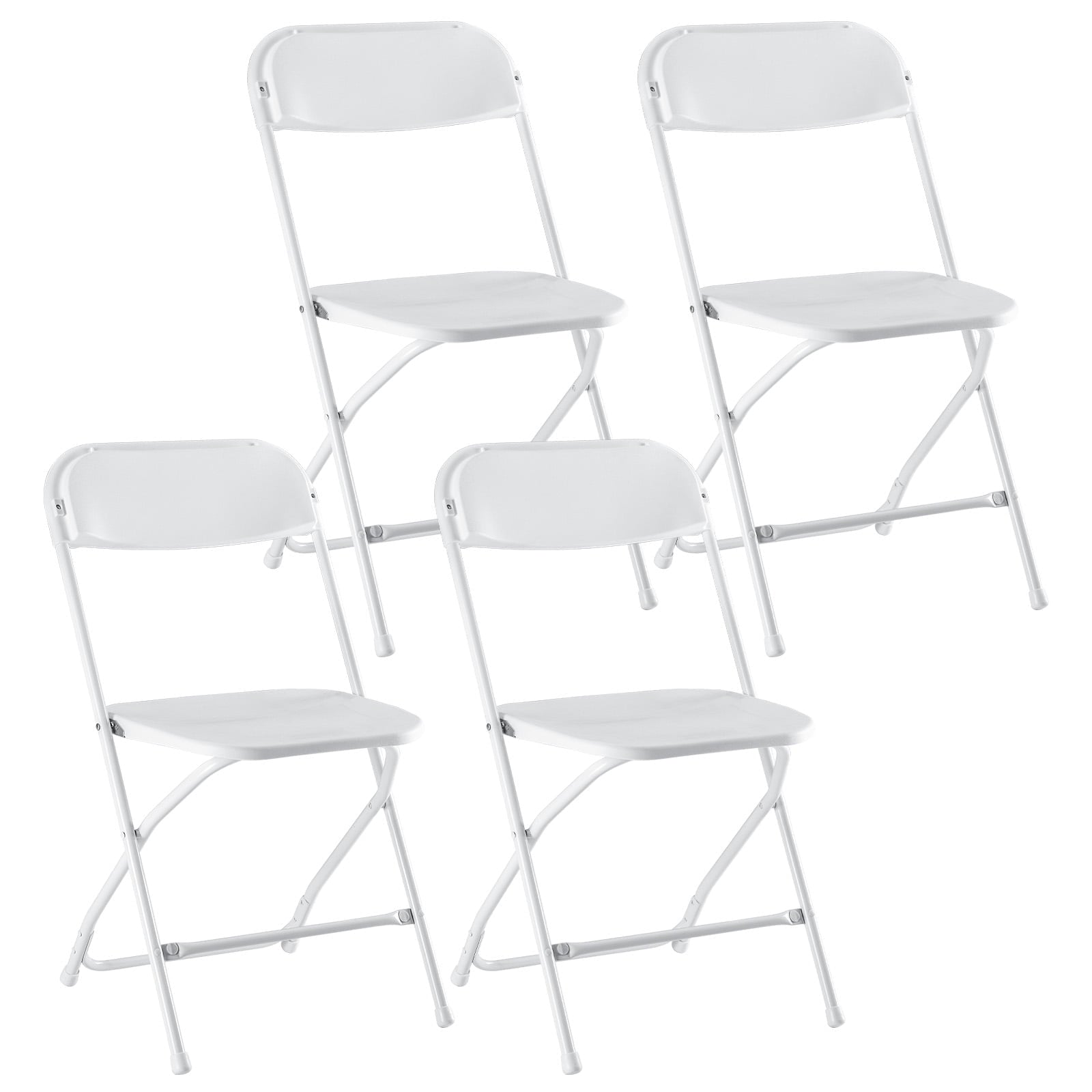 ZUNMOS Plastic Folding Chairs for Parties and Weddings, Stackable Commercial Event Seating, Static Load Capacity 330 lbs, Set of 4, White