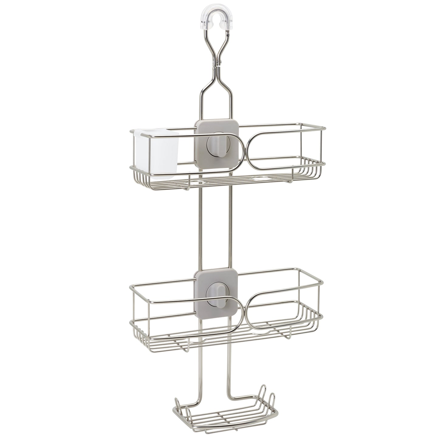 Zenna Home Metal Shower Caddy with 4-Way Adjustable Shelves, Stainless Steel