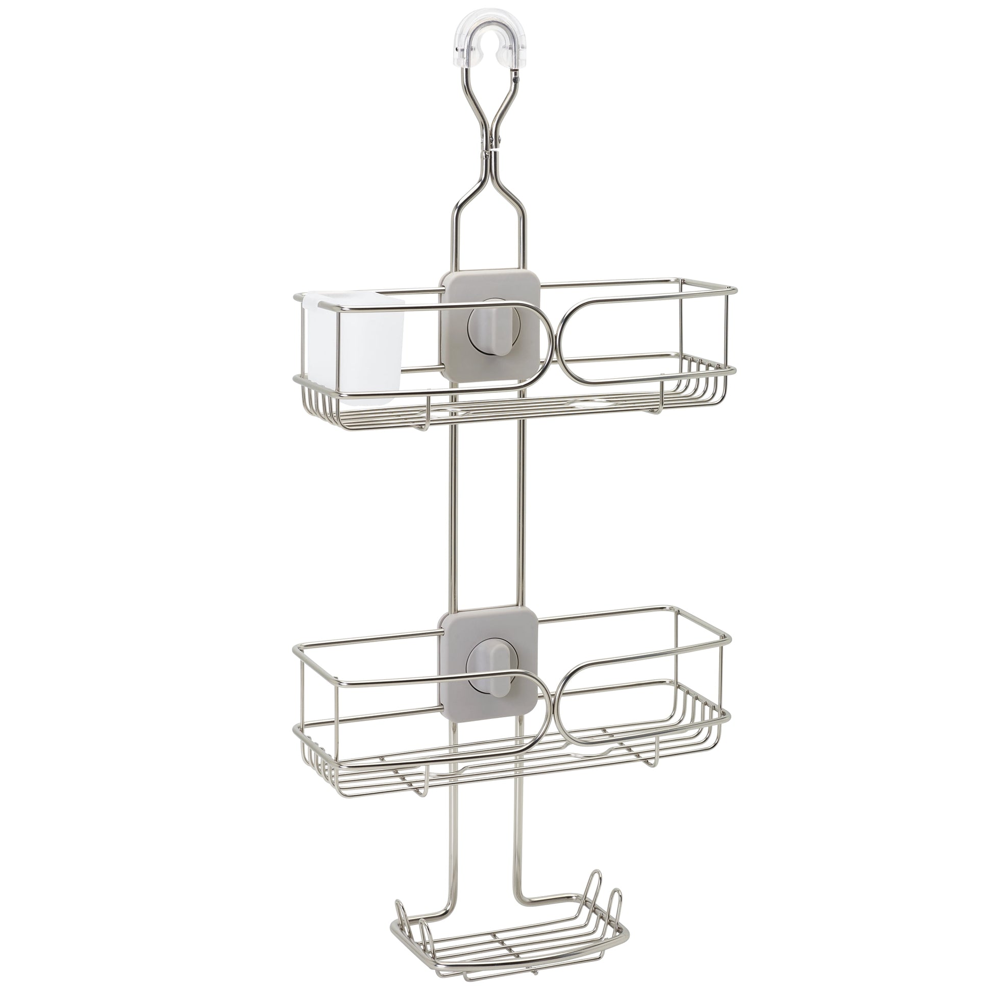 Zenna Home Metal Shower Caddy with 4-Way Adjustable Shelves, Stainless Steel