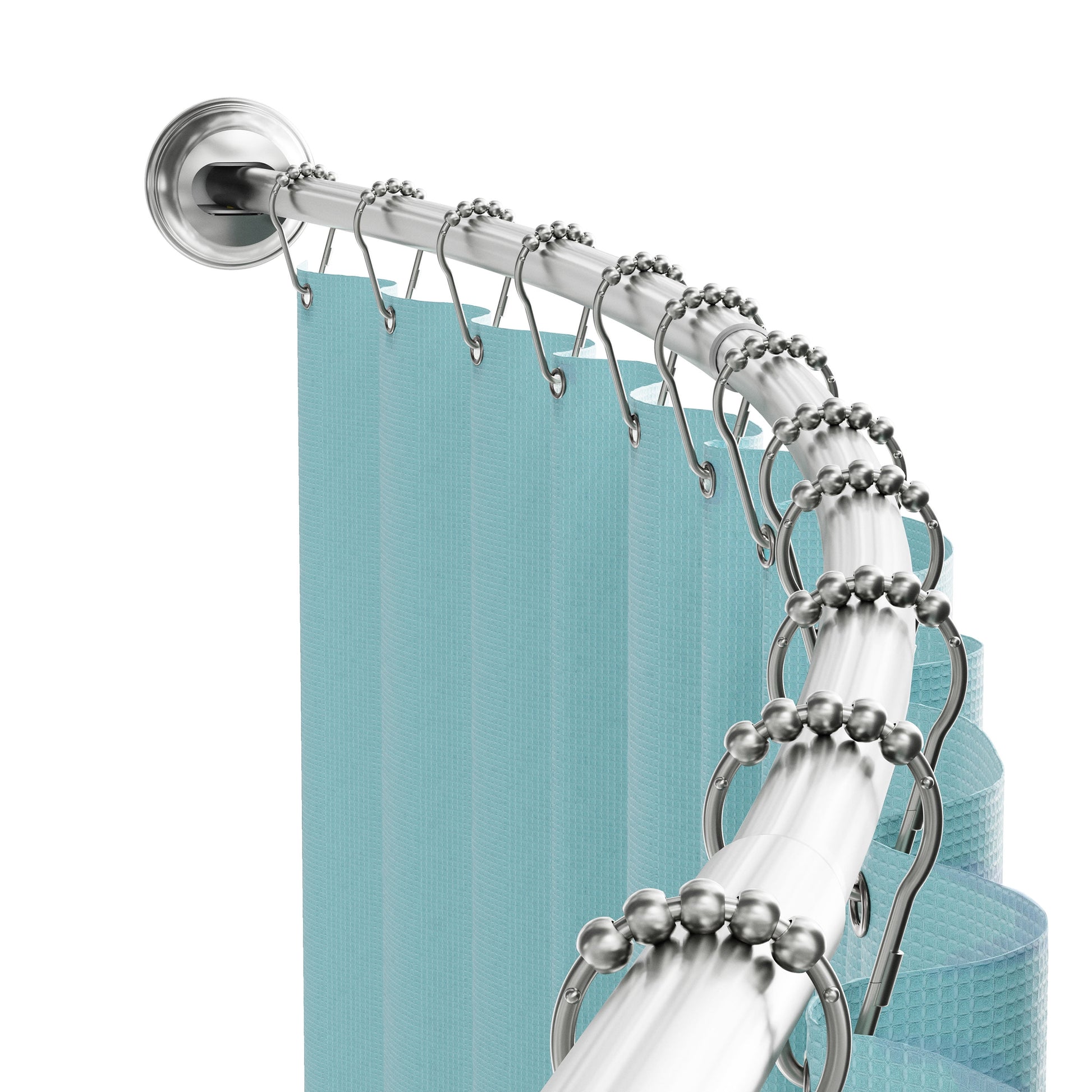 Zenna Home Rustproof 50" to 72" Adjustable Tension Curved Shower Curtain Rod, Brushed Nickel