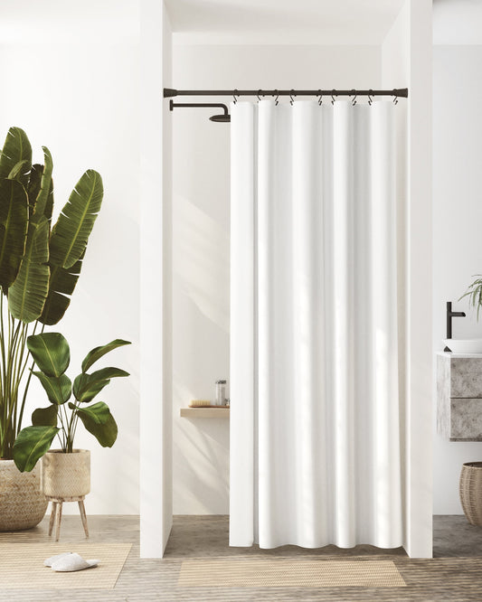 Zenna Home Recycled Cotton Waterproof Stall Shower Curtain Liner w/Anti-Draft Clips, 54"x78", White
