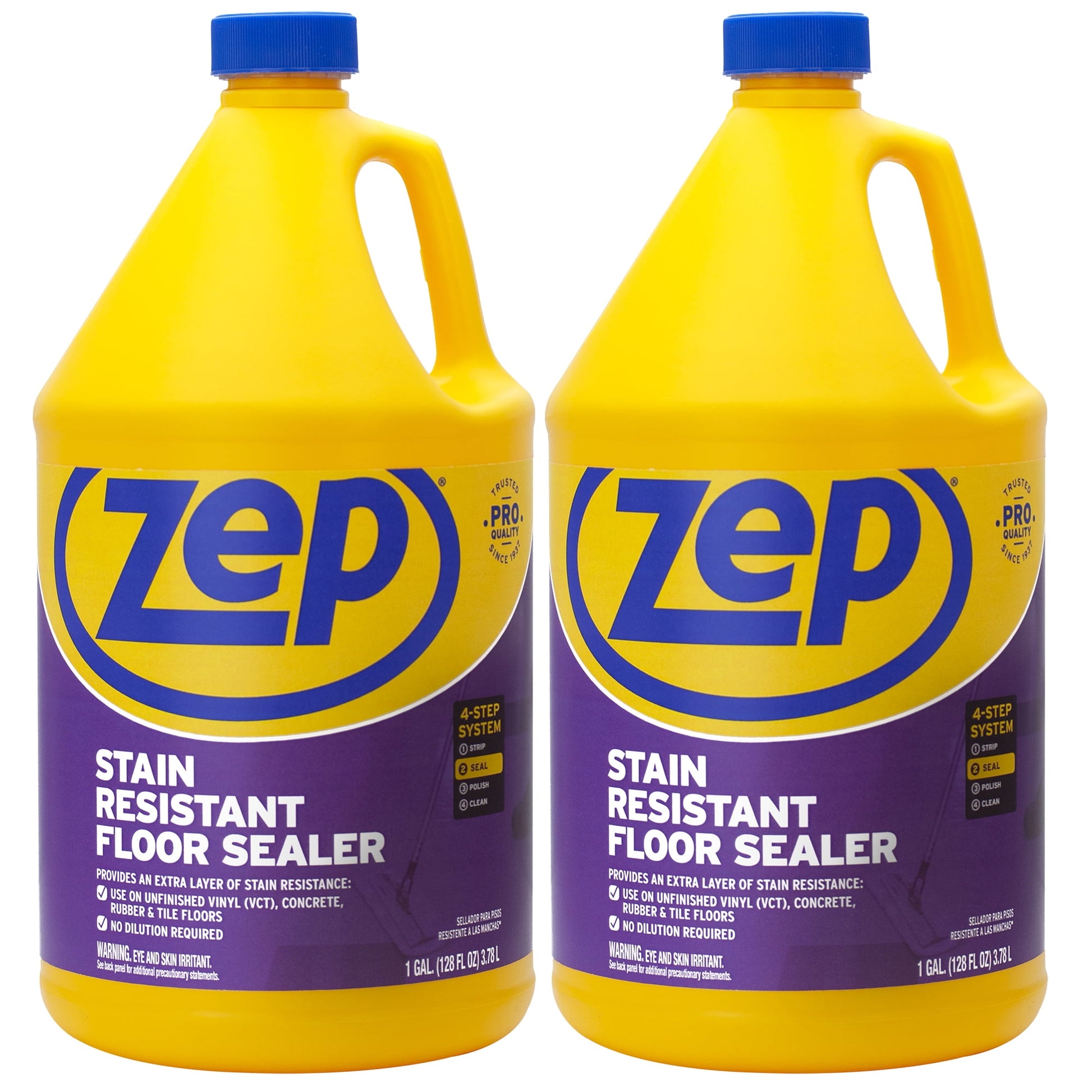 Zep Stain Resistant Floor Sealer - 1 Gallon (Case of 2) ZUFSLR128 - Protects Vinyl and Concrete Floors