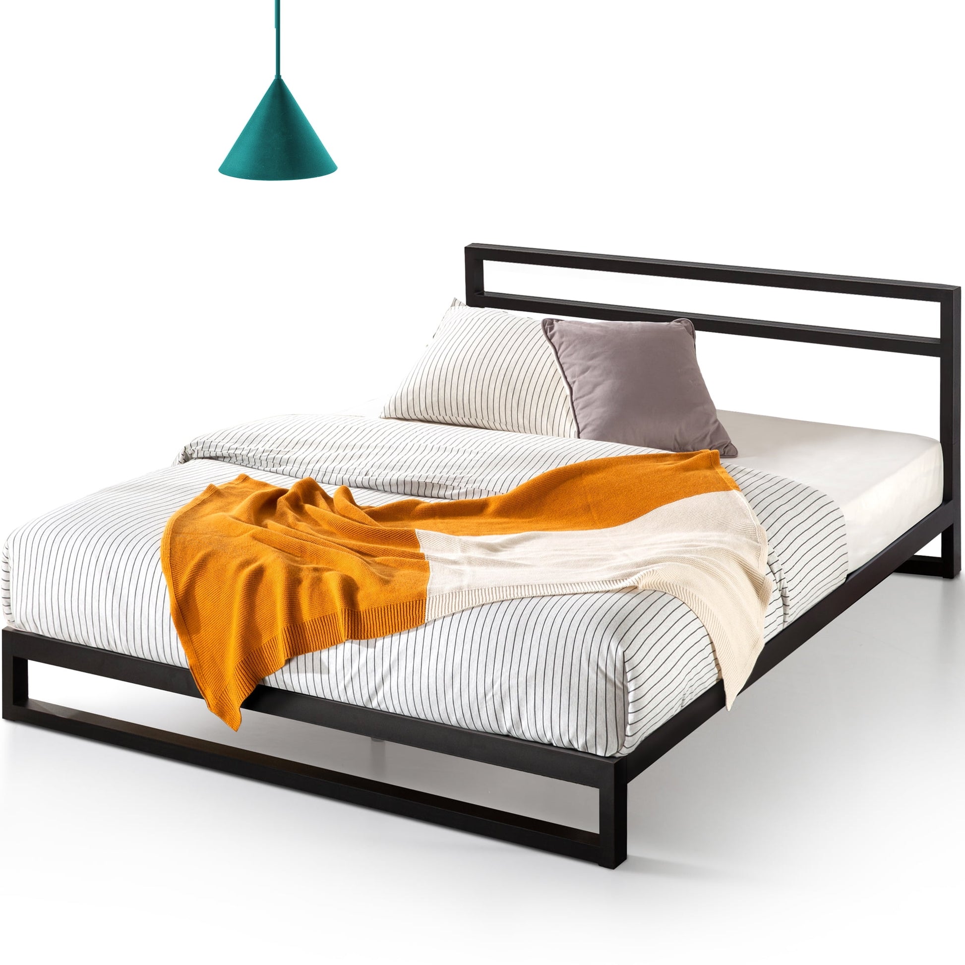 Zinus Trisha 27" Heavy Duty Metal Platform Bed with Headboard, Twin