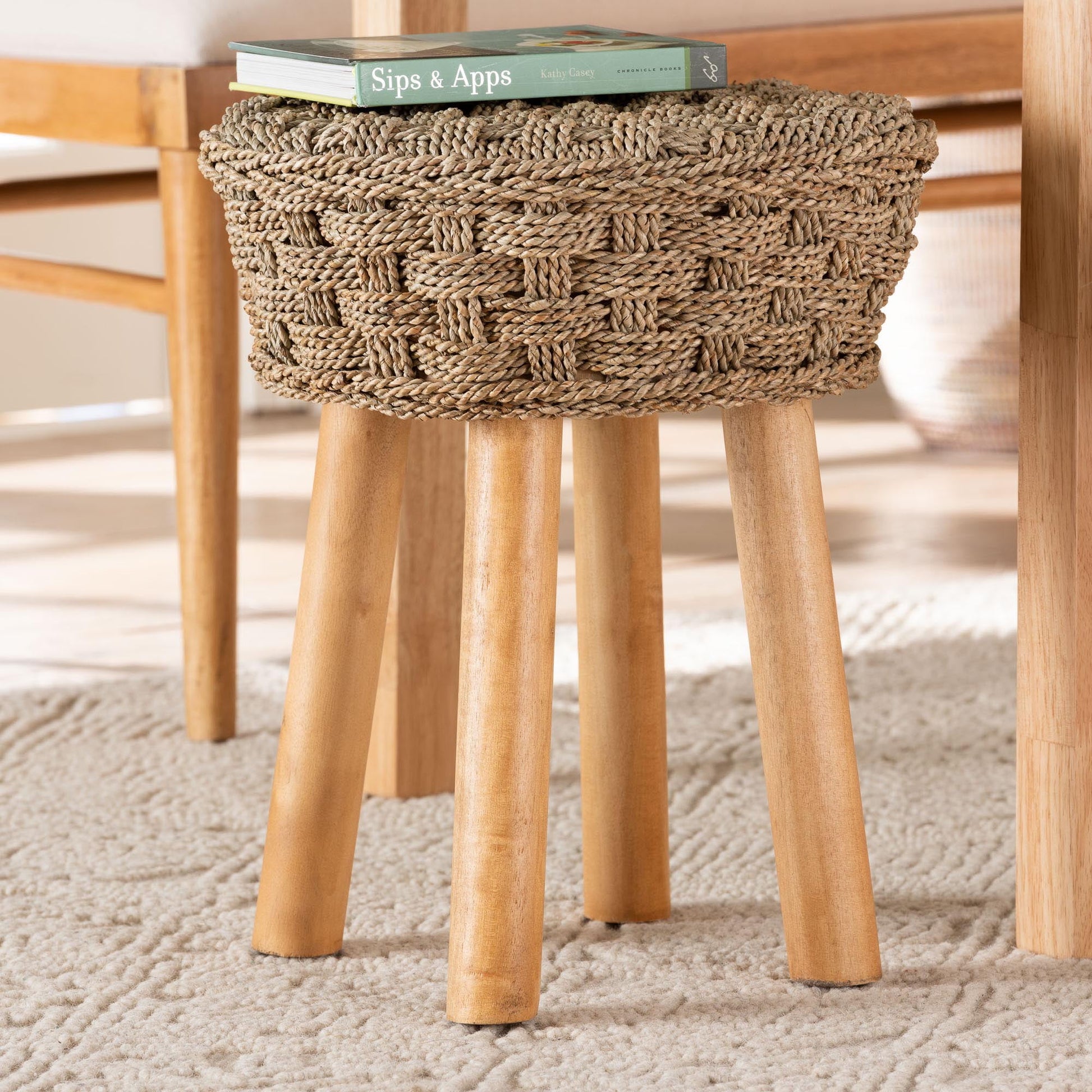 bali & pari Denver Boho Stool, One Size, Light Brown