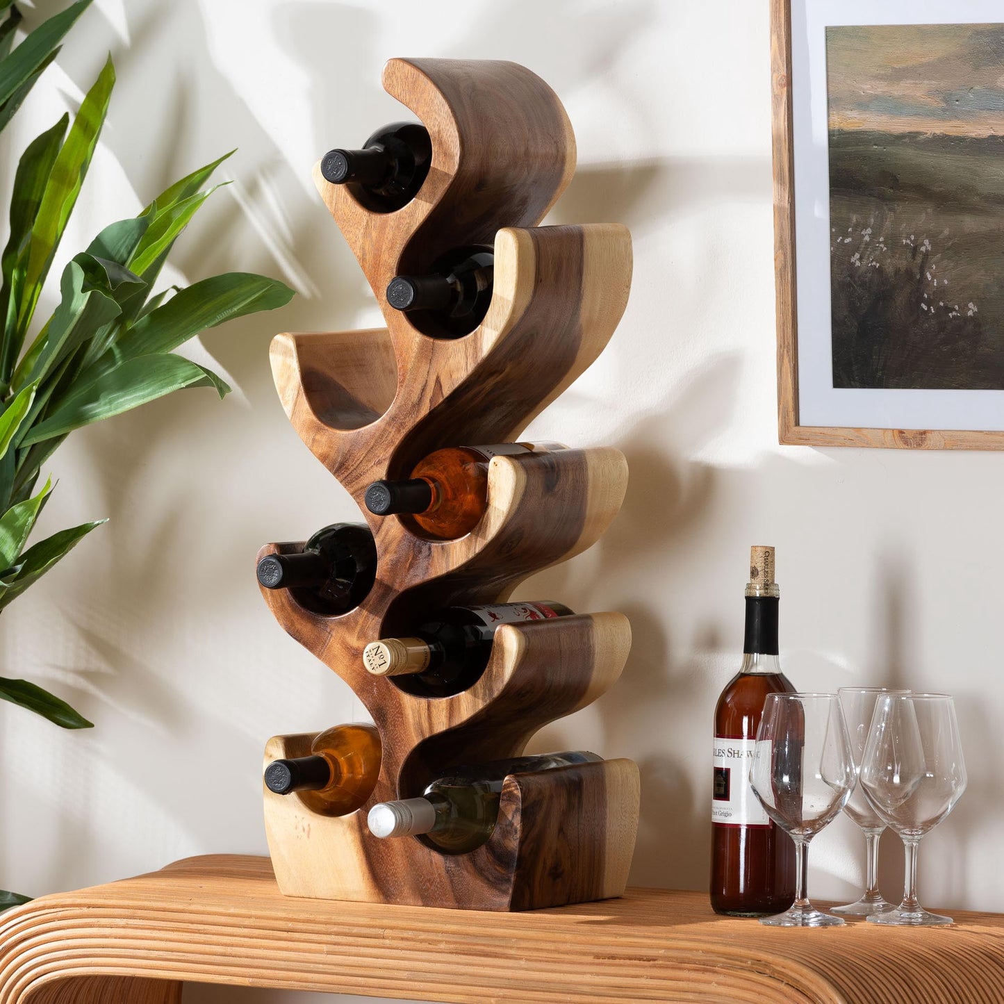bali & pari Matana Boho Wine Rack, Natural/Brown